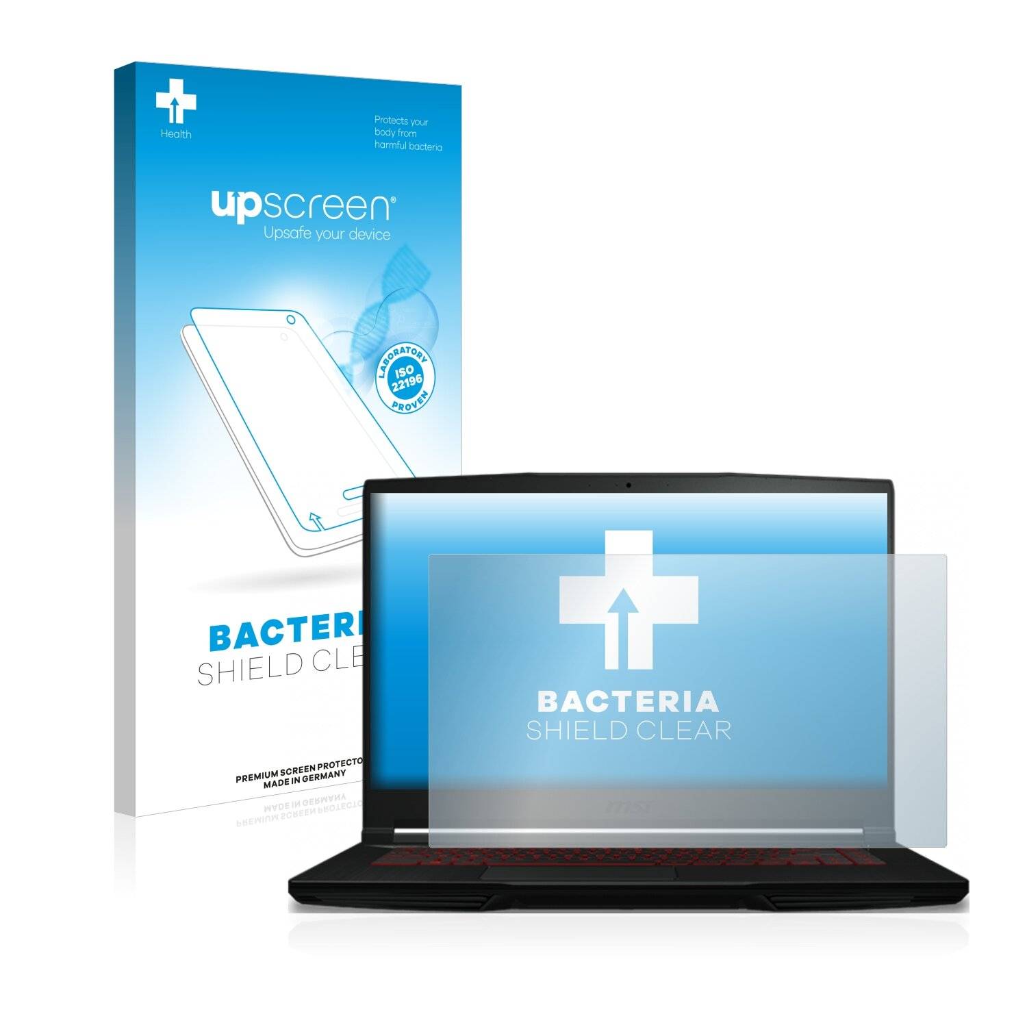 upscreen Bacteria Shield Clear Premium Antibakterielle Displayschutzfolie für MSI GF63 Thin