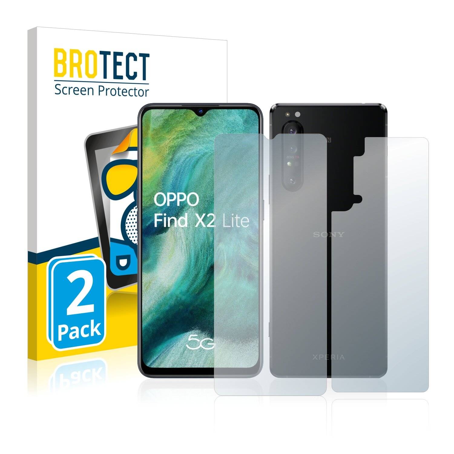 2x BROTECT Matte Displayschutzfolie für Oppo Find X2 Lite (Vorder + Rückseite) -