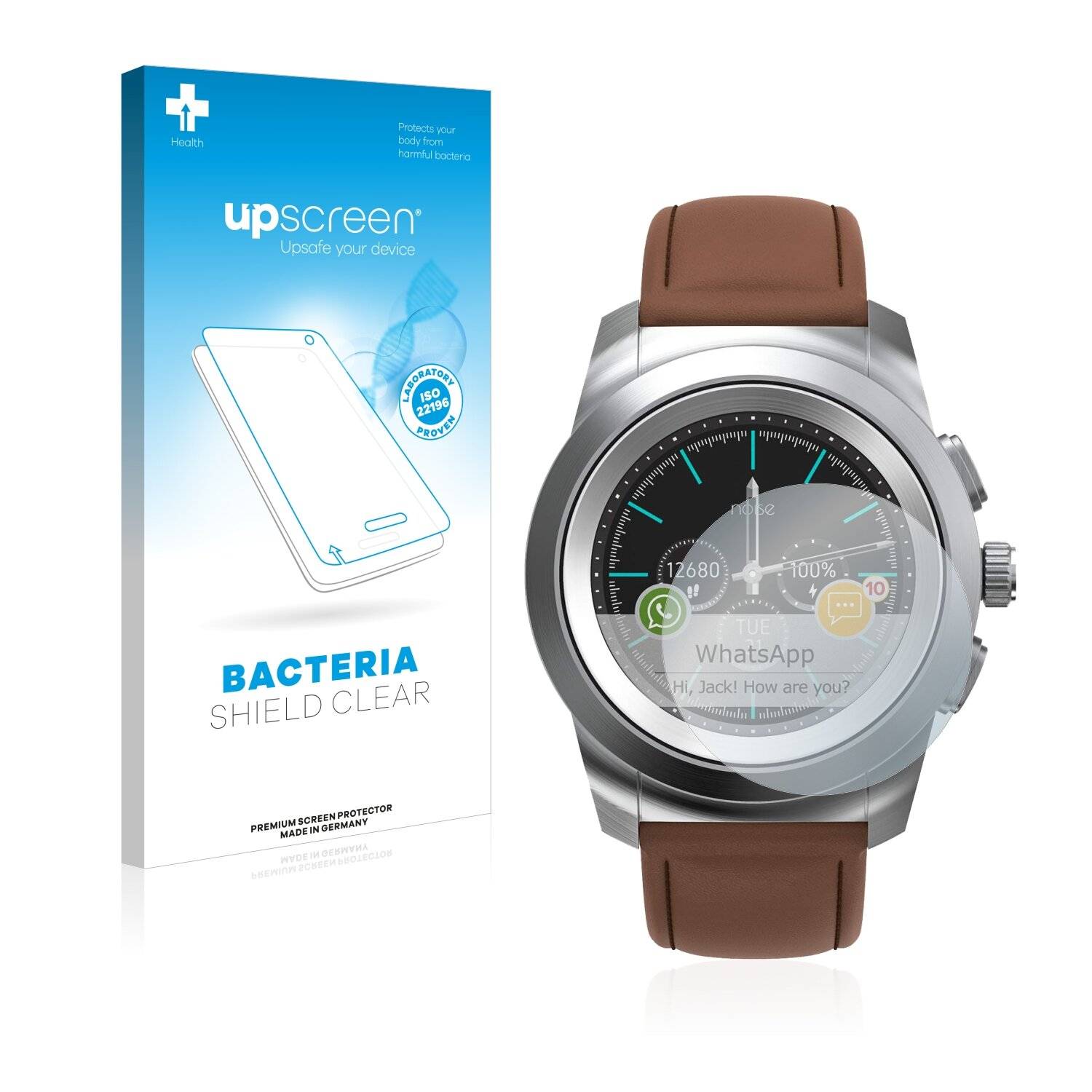 upscreen Bacteria Shield Clear Premium Antibakterielle Displayschutzfolie für Noise Fit
