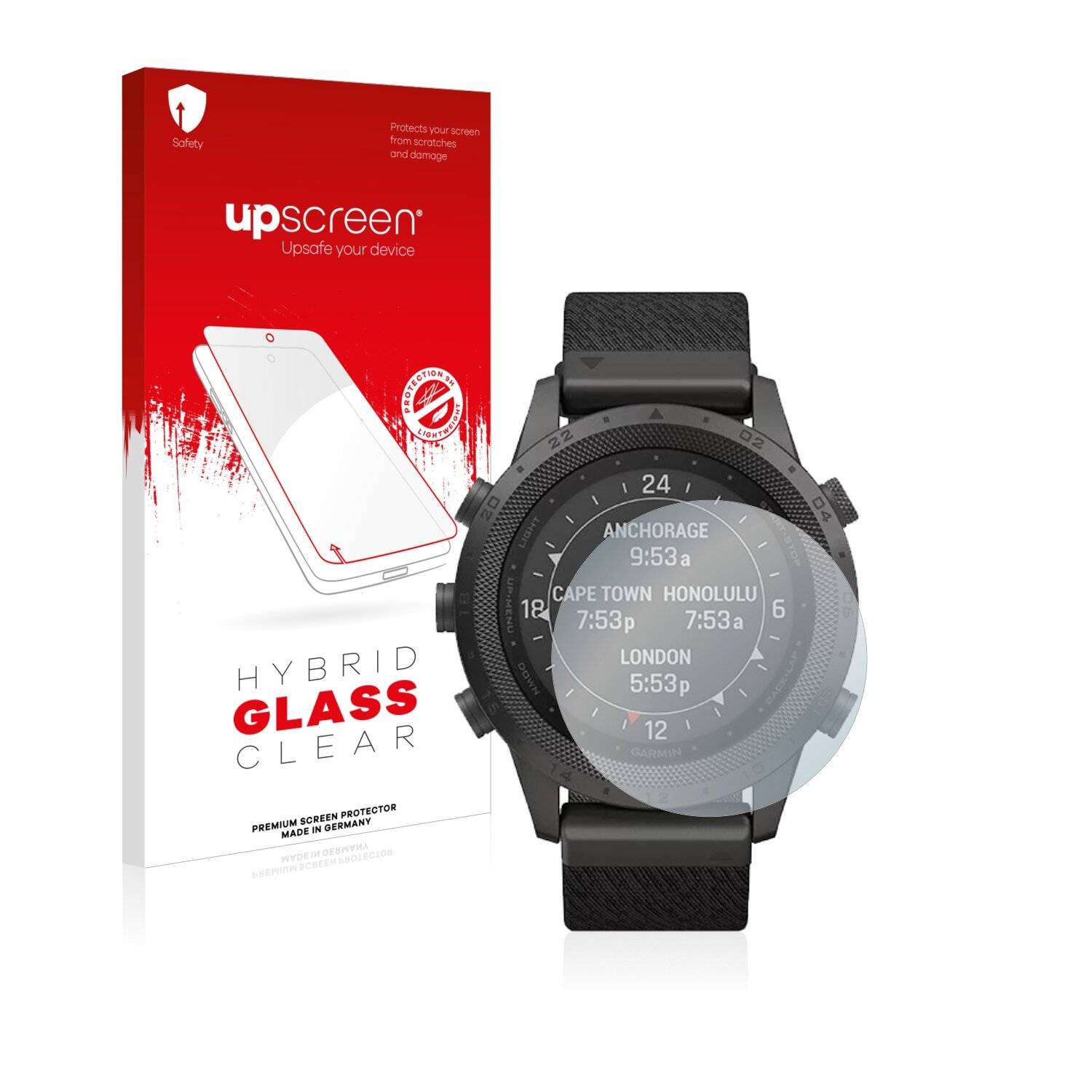 upscreen Hybrid Glass Clear Premium Schutzglas Folie für Garmin Marq