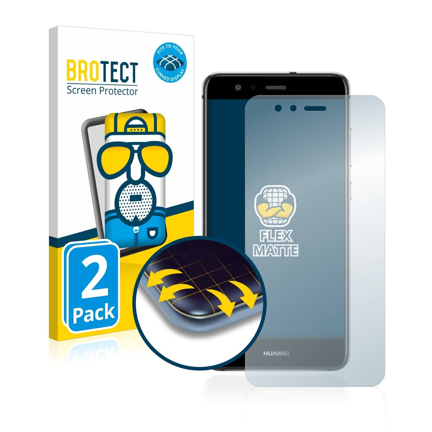 2x BROTECT Flex Matte Full-Cover Displayschutzfolie für Huawei P10