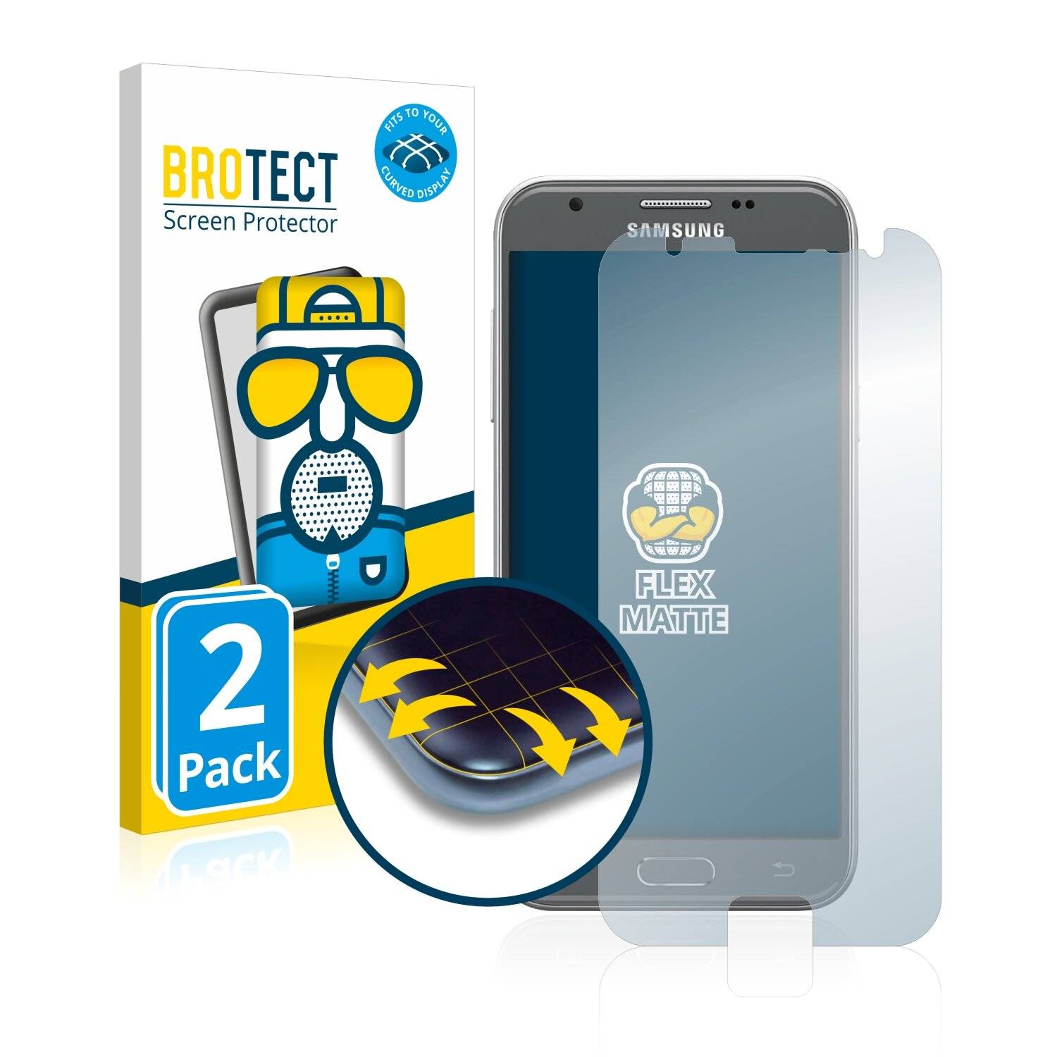 2x BROTECT Flex Matte Full-Cover Displayschutzfolie für Samsung Galaxy J3