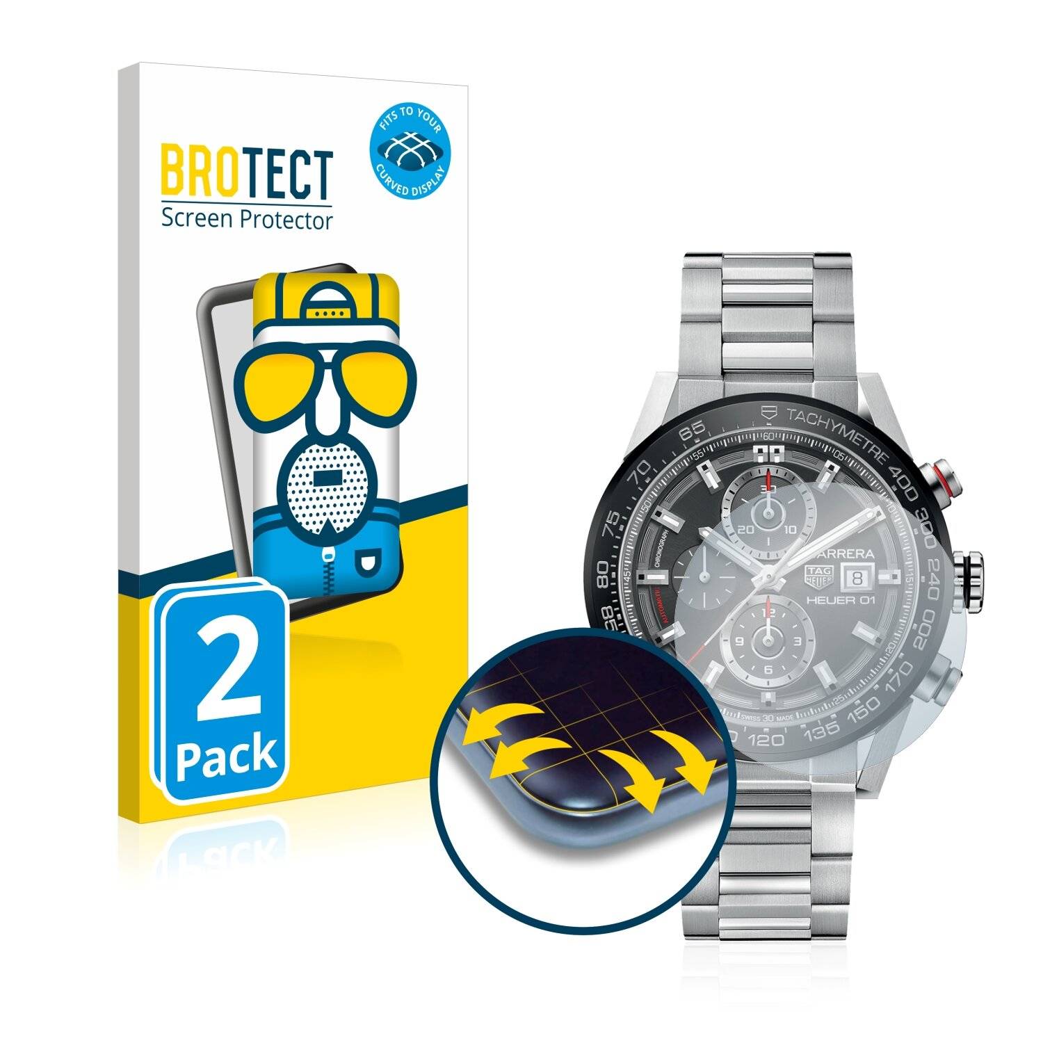 2x BROTECT Flex Matte Full-Cover Displayschutzfolie für TAG Heuer Carrera (45