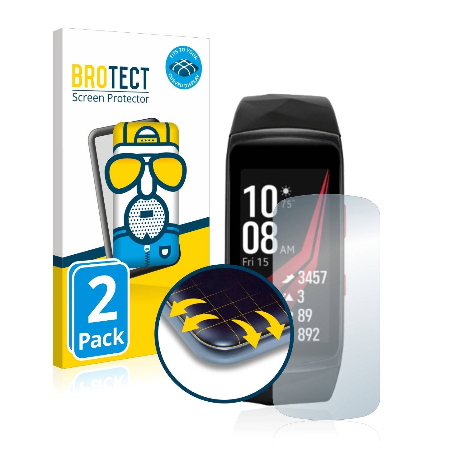 2x BROTECT Flex Matte Full-Cover Displayschutzfolie für Samsung Gear Fit 2
