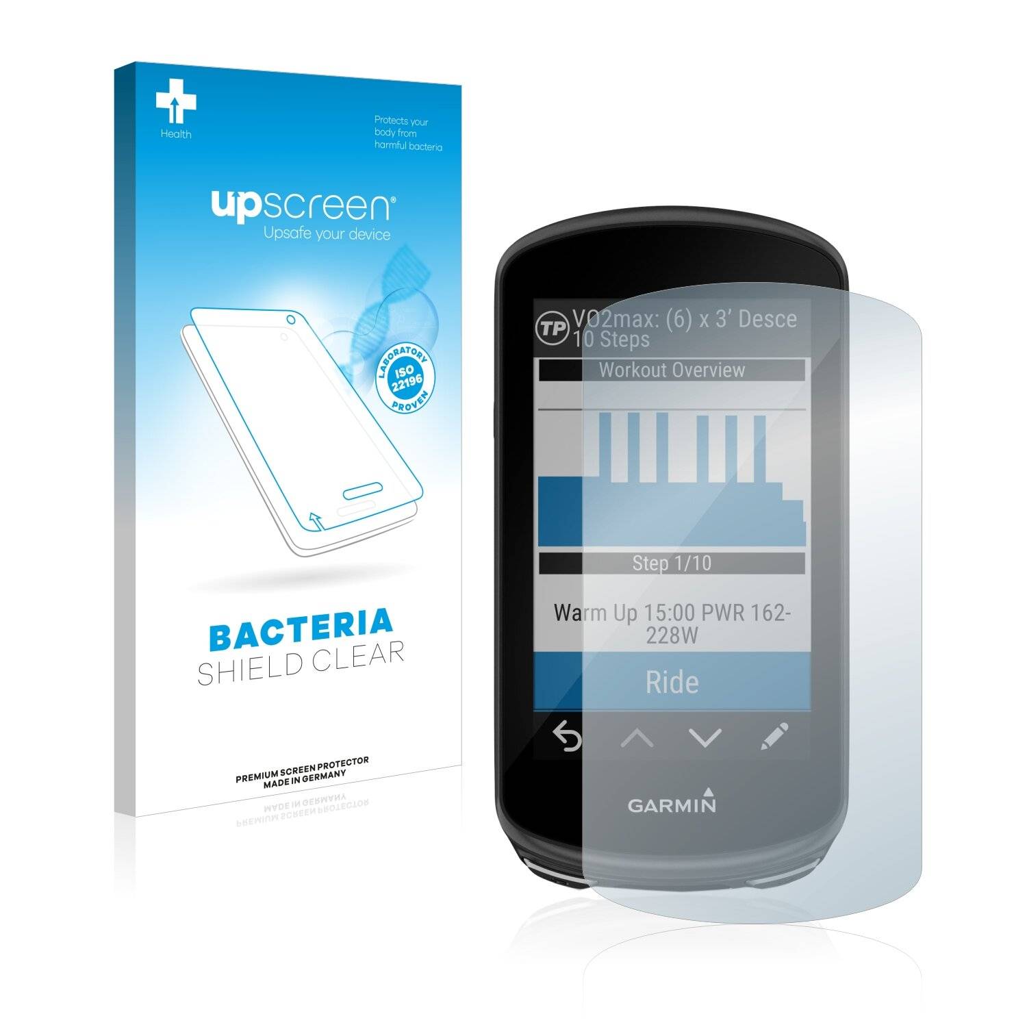 upscreen Bacteria Shield Clear Premium Antibakterielle Displayschutzfolie für Garmin Edge