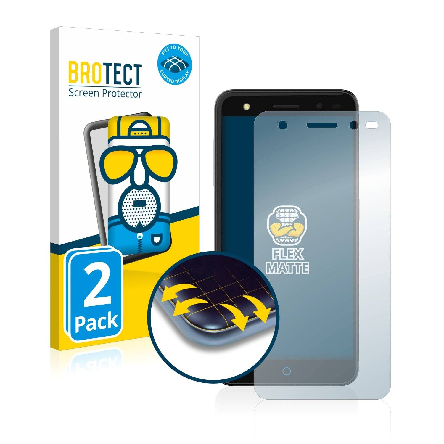 2x BROTECT Flex Matte Full-Cover Displayschutzfolie für ZTE Blade V7