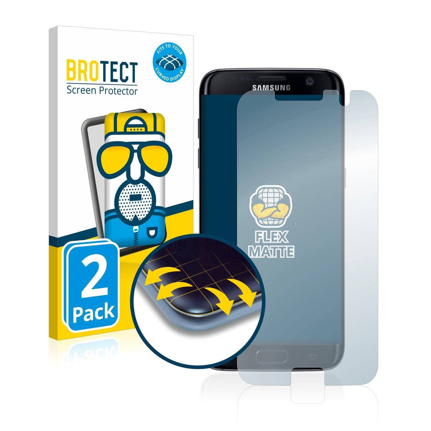 2x BROTECT Flex Matte Full-Cover Displayschutzfolie für Samsung Galaxy S7