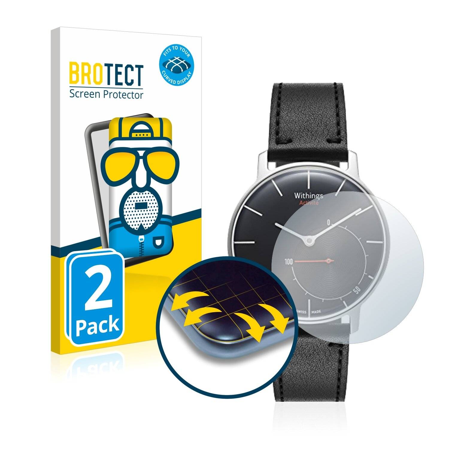 2x BROTECT Flex Matte Full-Cover Displayschutzfolie für Withings Activité