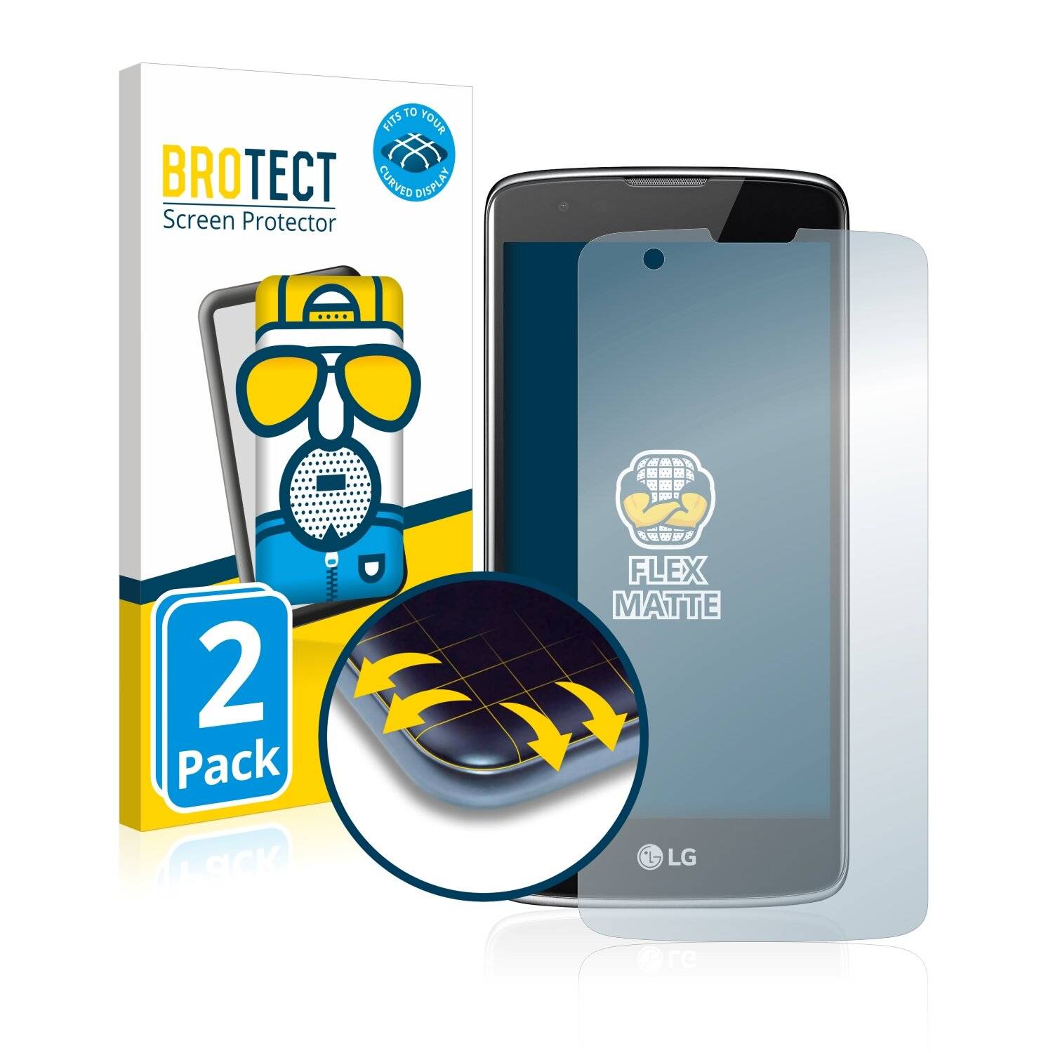 2x BROTECT Flex Matte Full-Cover Displayschutzfolie für LG K8