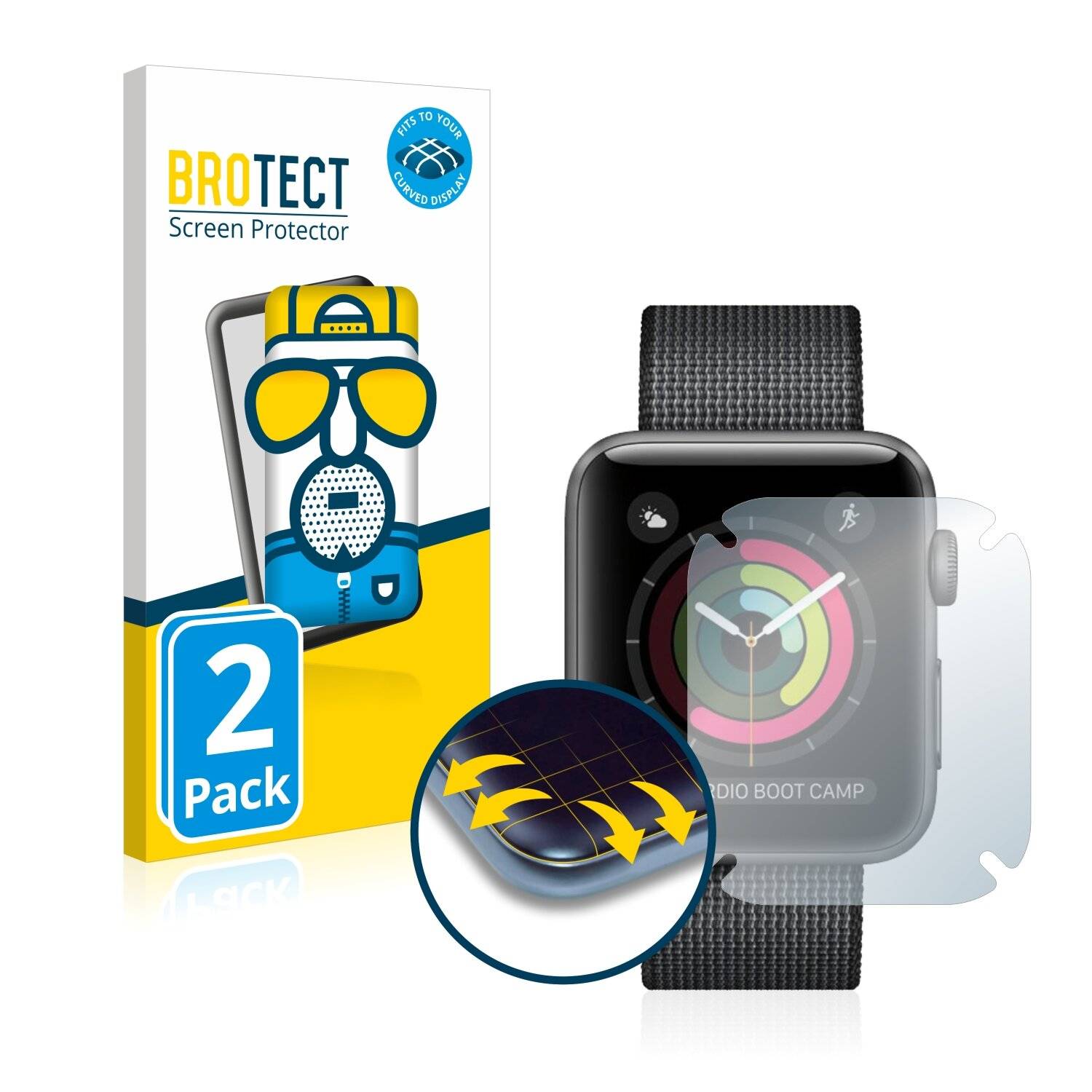 2x BROTECT Flex Matte Full-Cover Displayschutzfolie für Apple Watch Series 2 (42