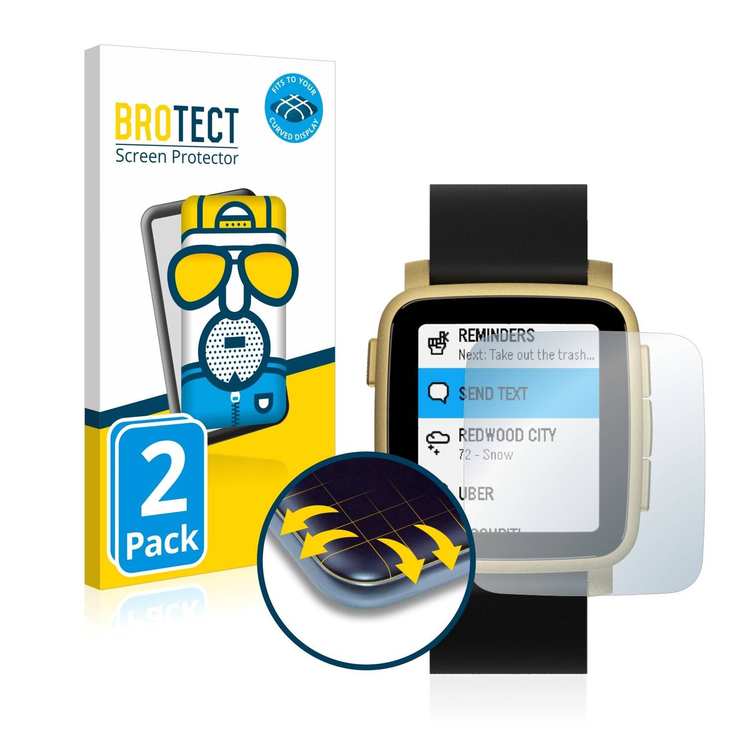 2x BROTECT Flex Matte Full-Cover Displayschutzfolie für Pebble Time