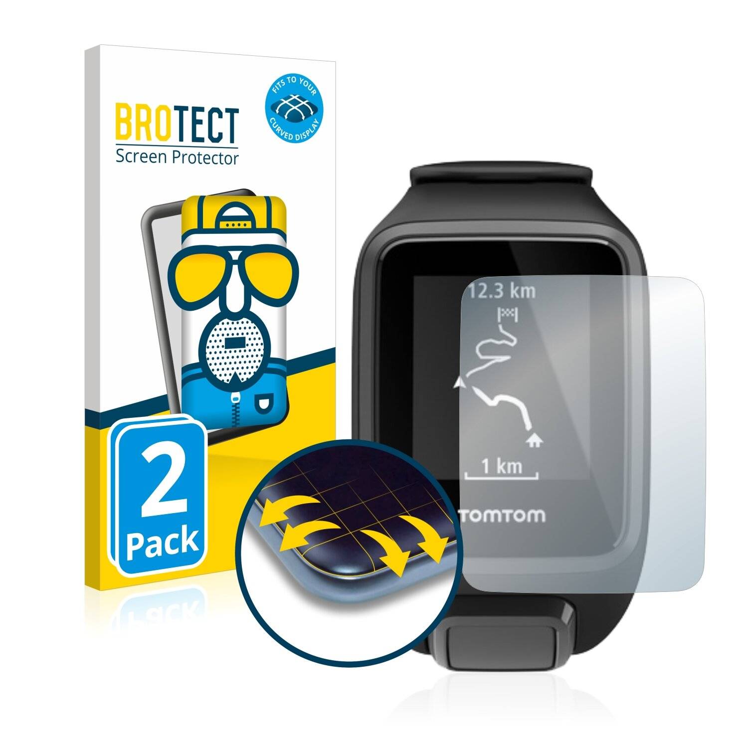 2x BROTECT Flex Matte Full-Cover Displayschutzfolie für TomTom Spark