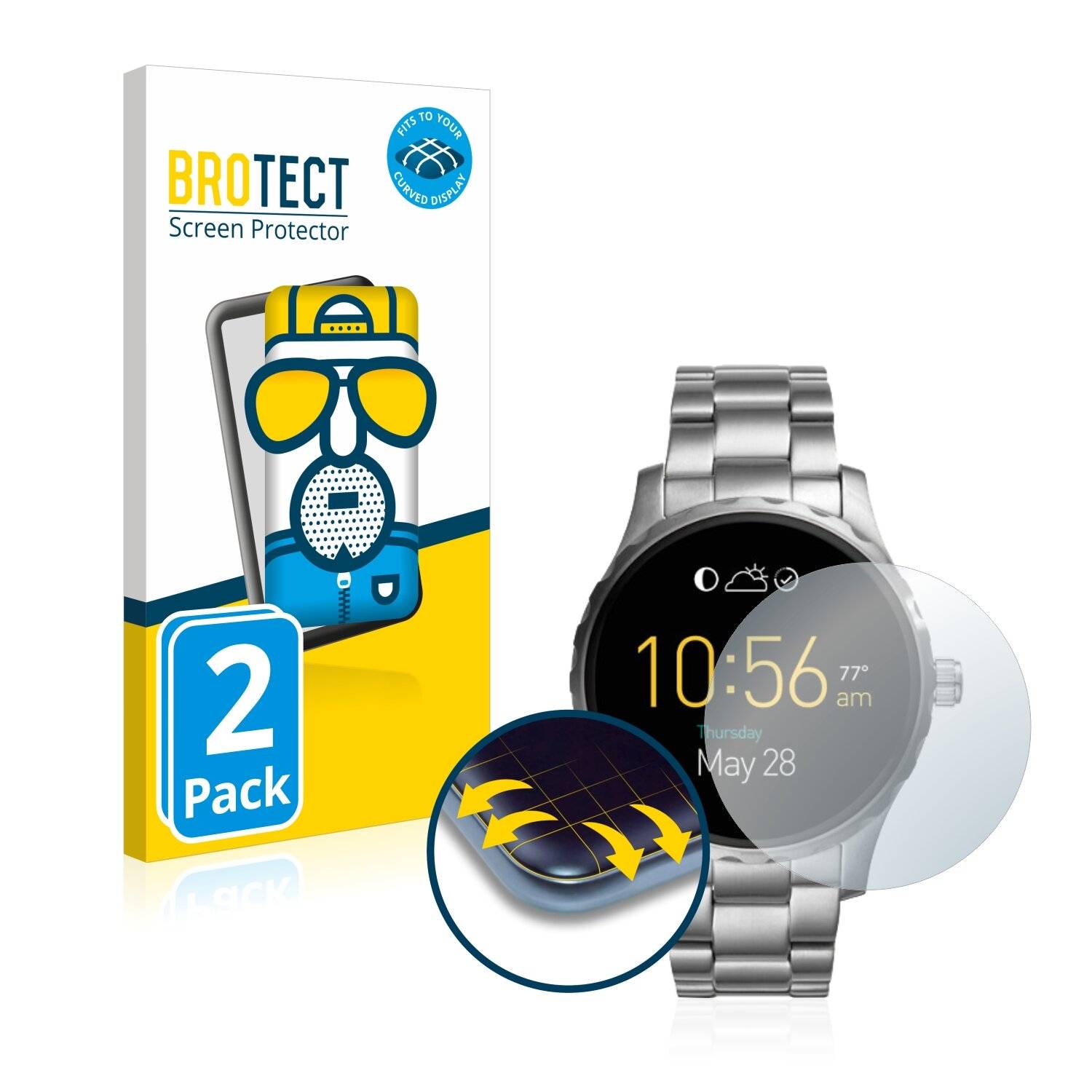 2x BROTECT Flex Matte Full-Cover Displayschutzfolie für Fossil Q Marshal