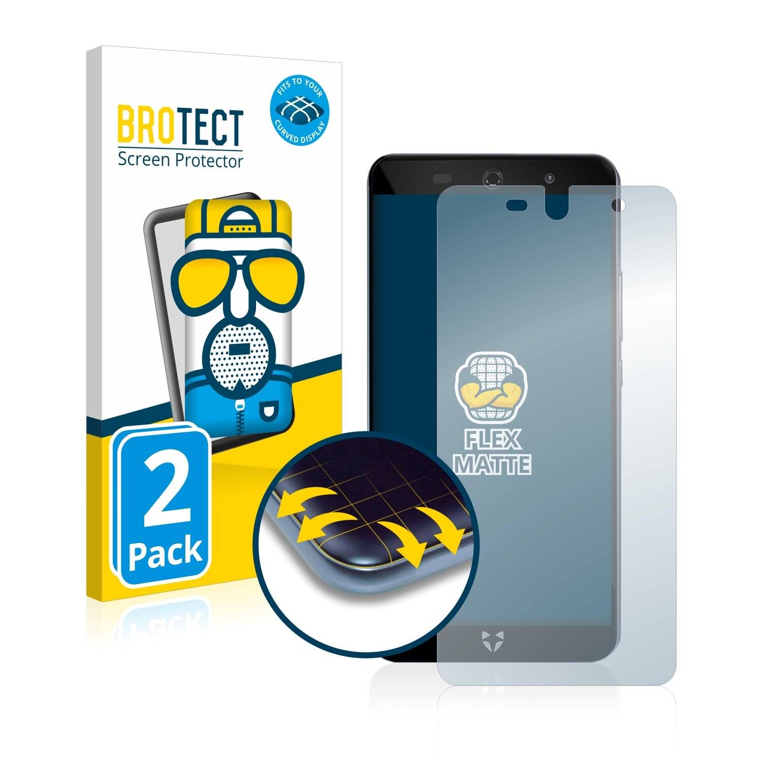 2x BROTECT Flex Matte Full-Cover Displayschutzfolie für Wileyfox Swift