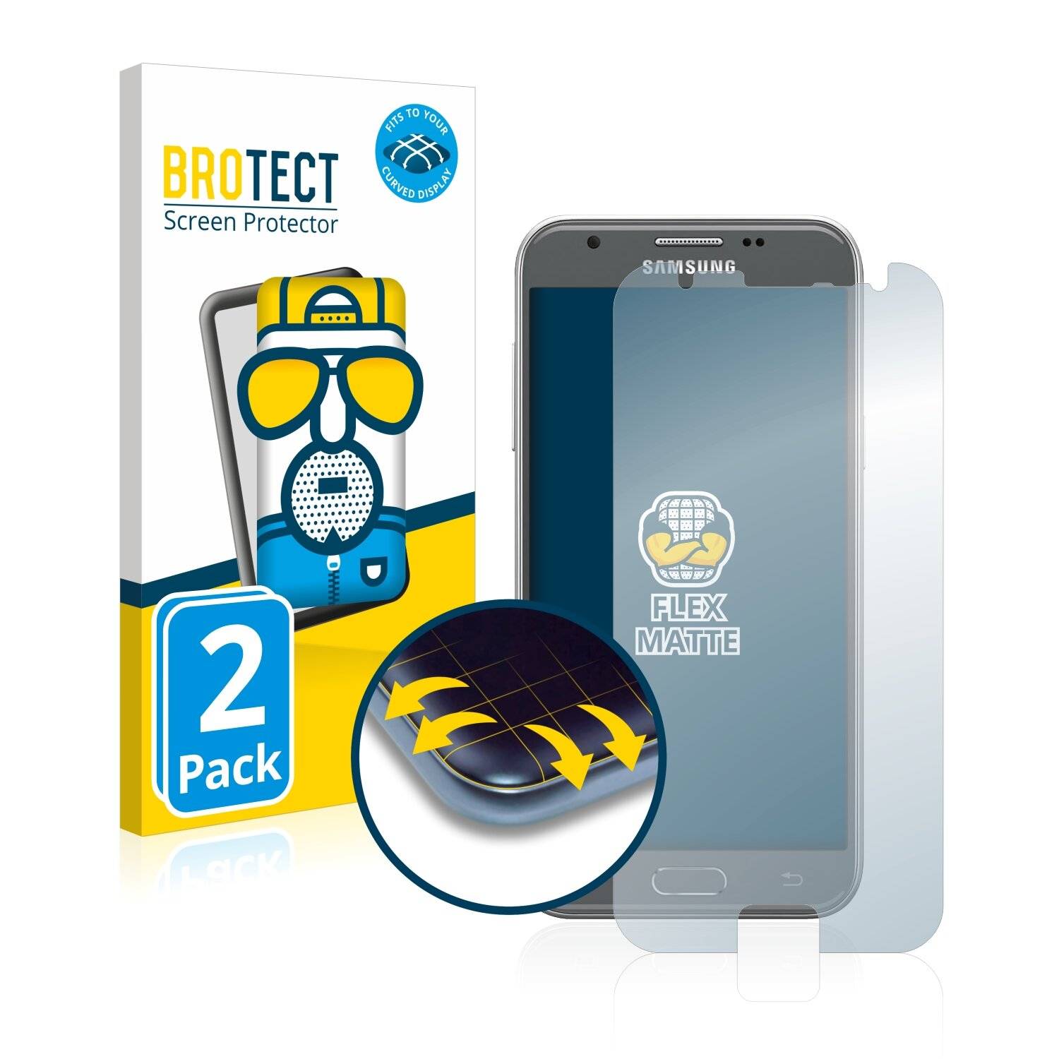 2x BROTECT Flex Matte Full-Cover Displayschutzfolie für Samsung Galaxy J3