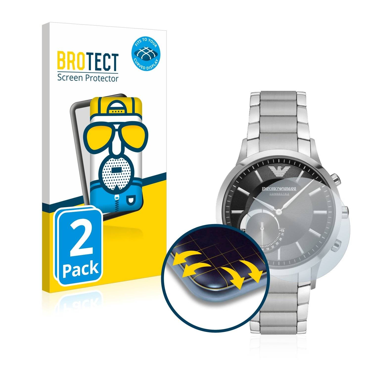 2x BROTECT Flex Matte Full-Cover Displayschutzfolie für Emporio Armani Connected Smartwatch