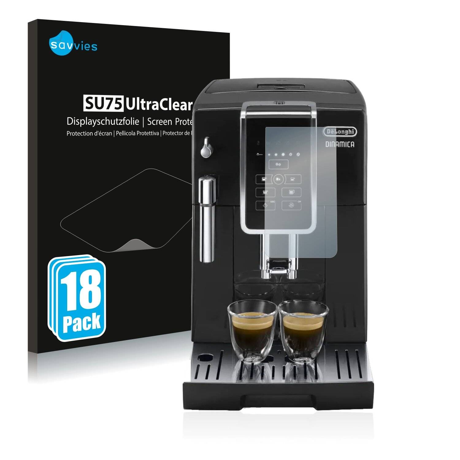 18x Savvies SU75 Displayschutzfolie für DeLonghi Dinamica