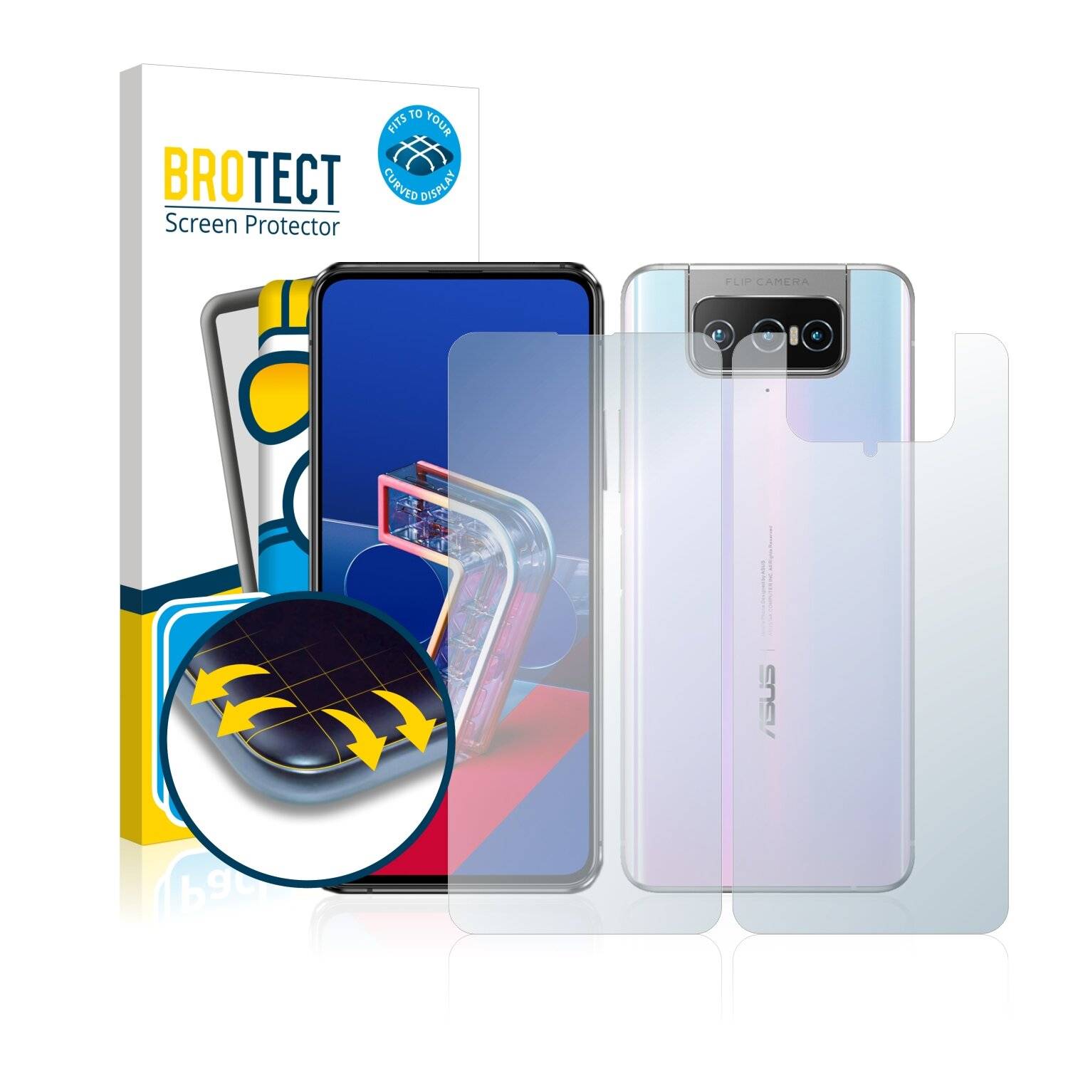 2x BROTECT Flex Full-Cover Displayschutzfolie für Asus Zenfone 7 Pro ZS671KS (Vorder +