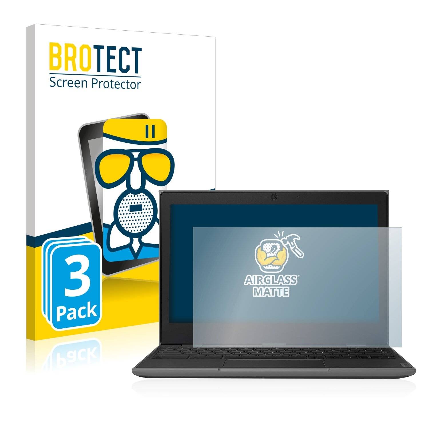 3x BROTECT AirGlass Matte Schutzglas Folie für Lenovo 100e Chromebook (2.