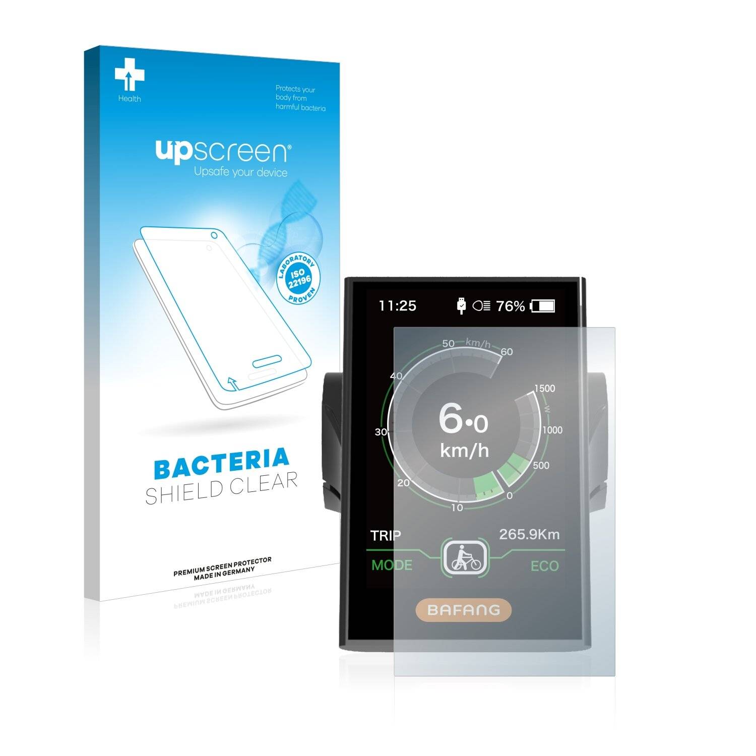 upscreen Bacteria Shield Clear Premium Antibakterielle Displayschutzfolie für Bafang DP