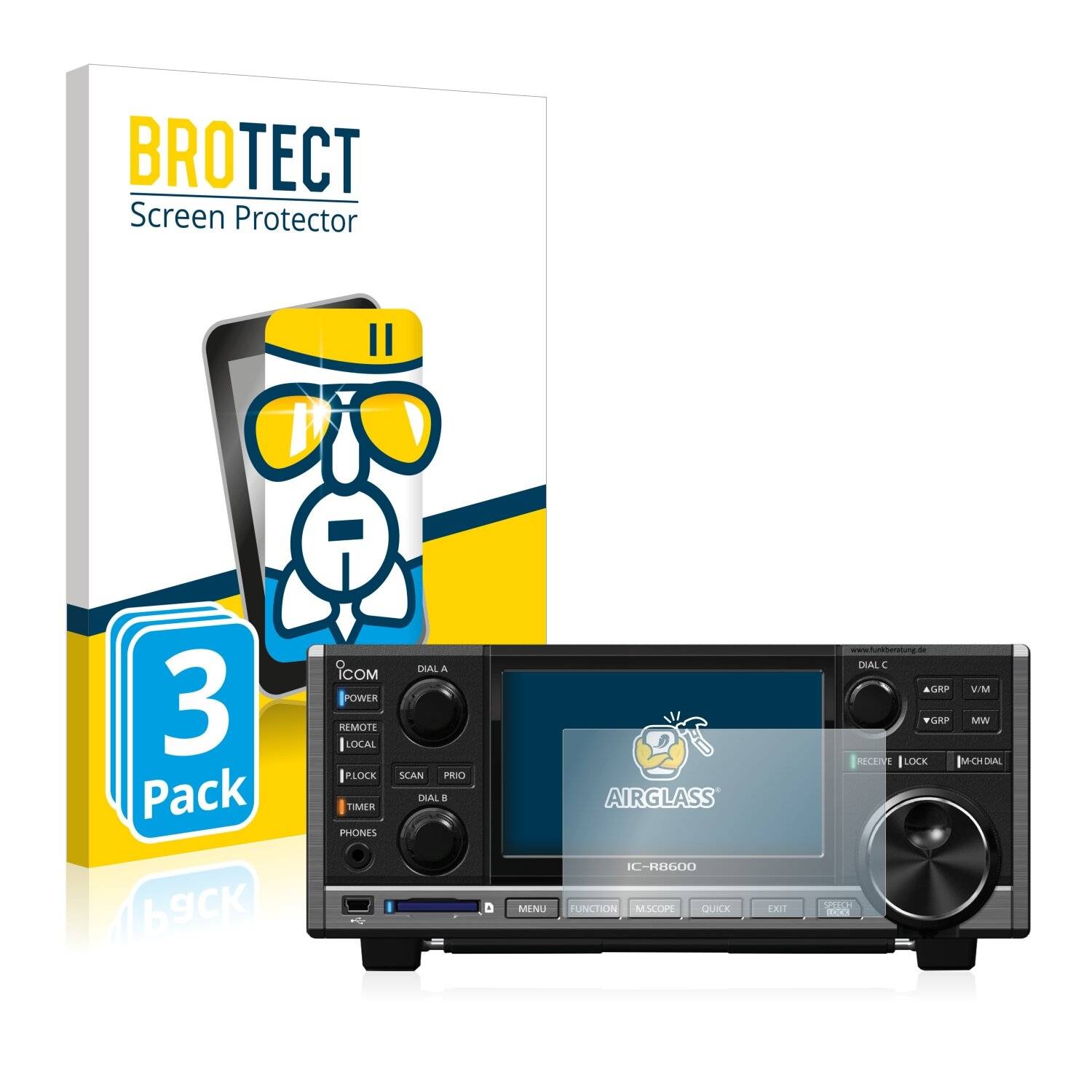 3x BROTECT AirGlass Schutzglas Folie für Icom