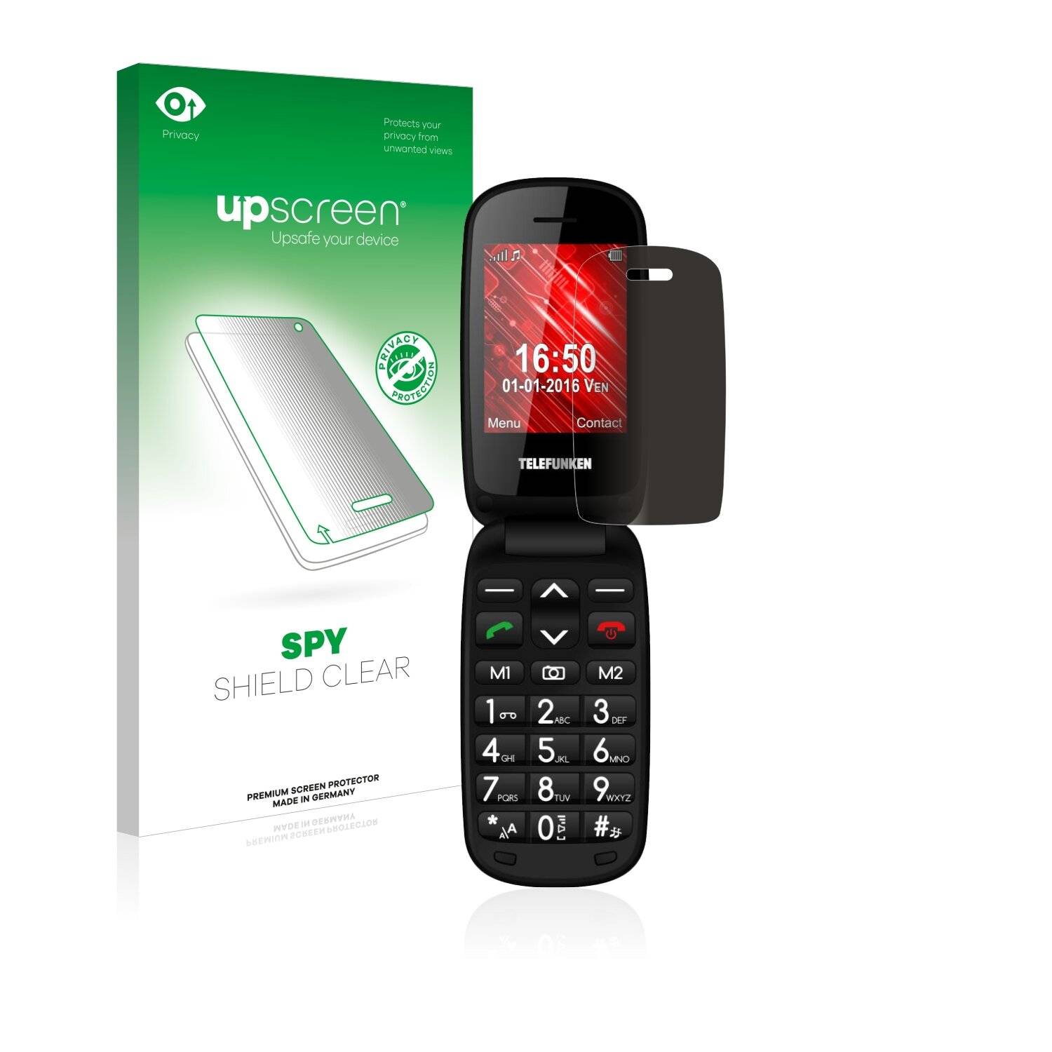 upscreen Spy Shield Clear Premium Blickschutzfolie für Telefunken