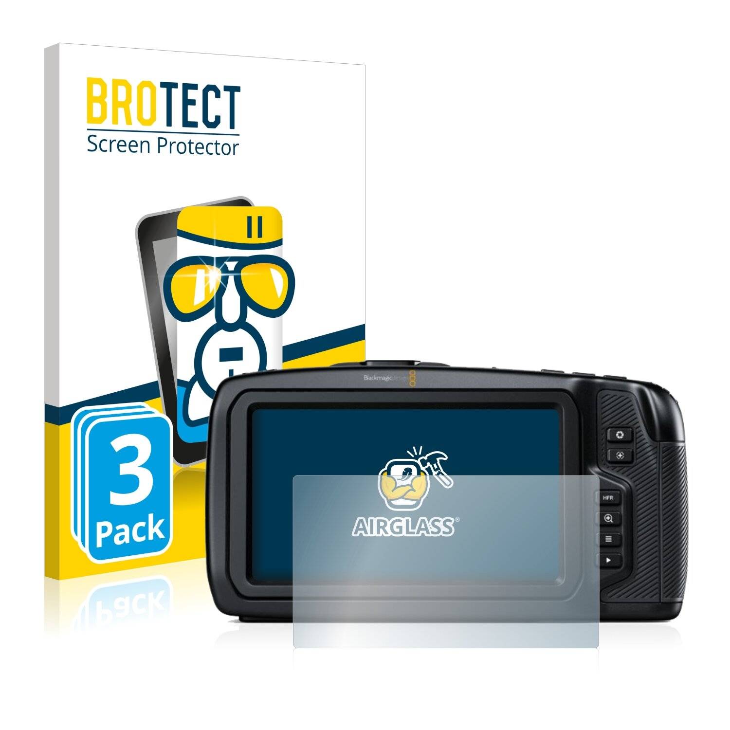 3x BROTECT AirGlass Schutzglas Folie für Blackmagic Pocket Cinema Camera