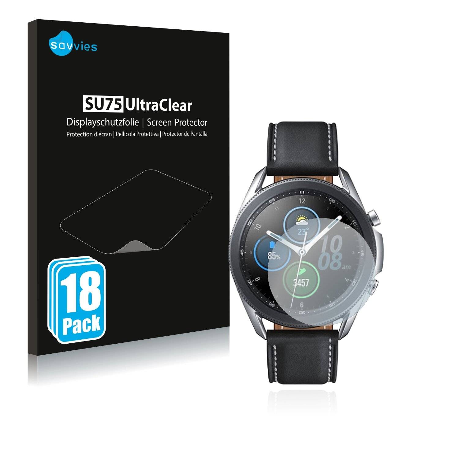 18x Savvies SU75 Displayschutzfolie für Samsung Galaxy Watch 3