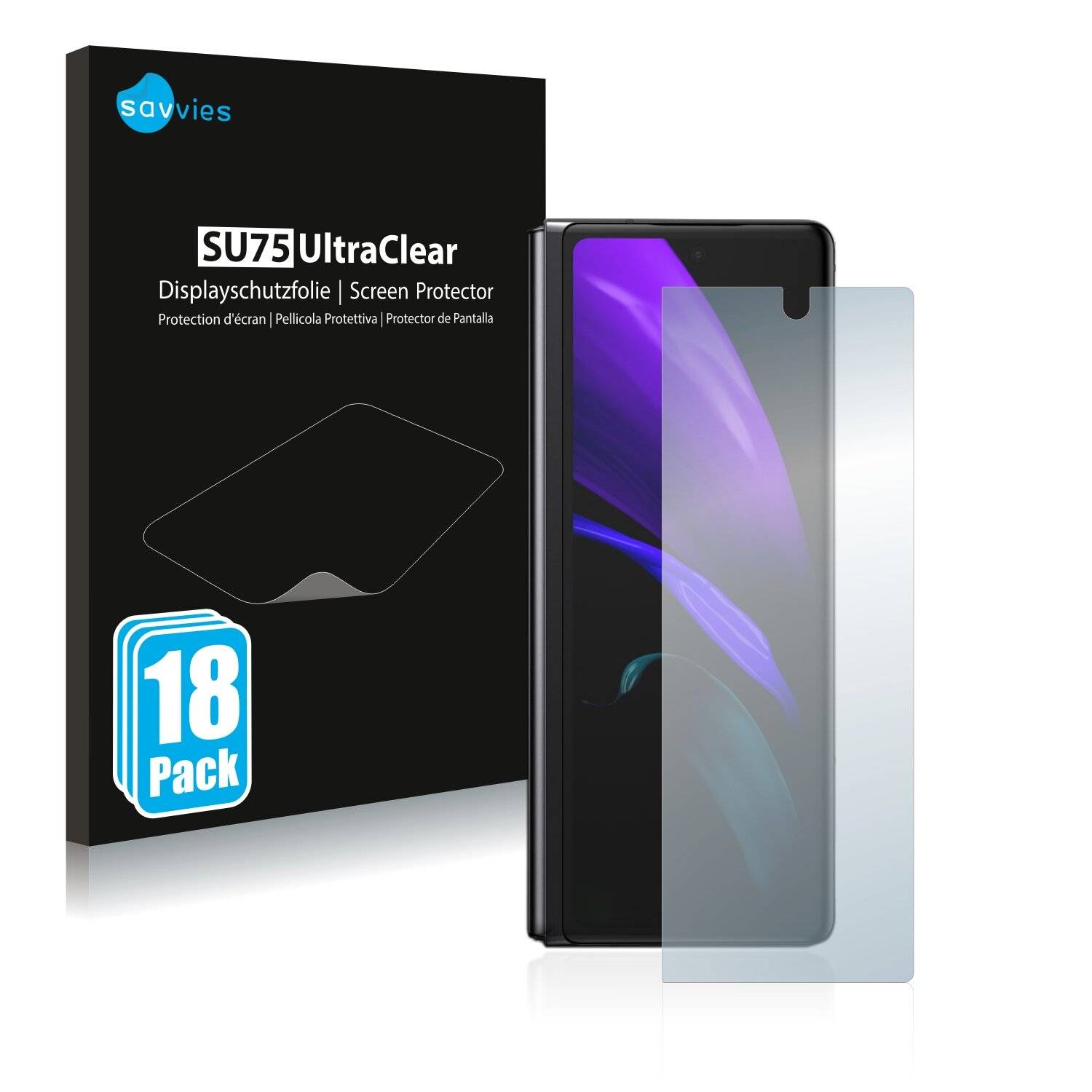 18x Savvies SU75 Displayschutzfolie für Samsung Galaxy Z Fold 2