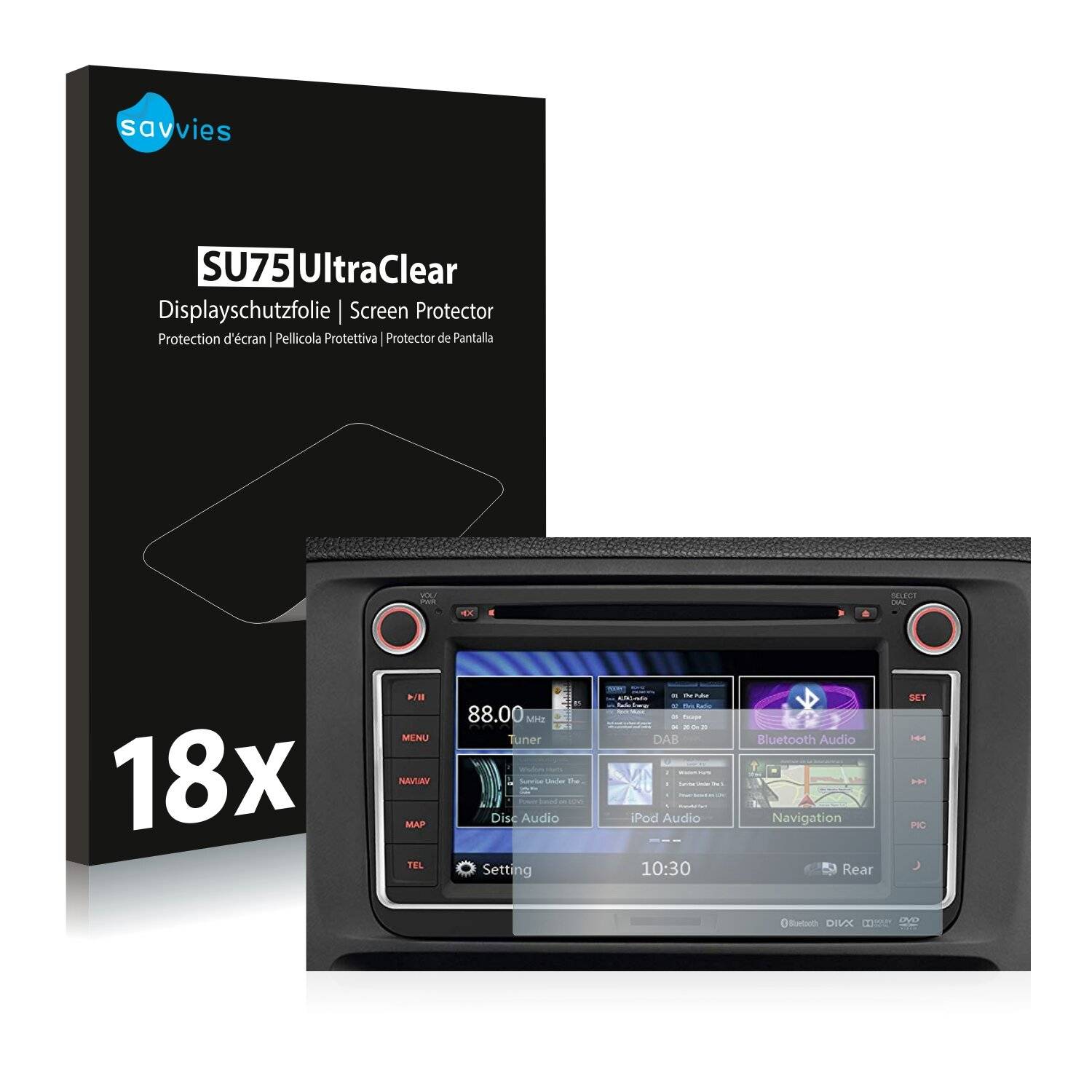 18x Savvies SU75 Displayschutzfolie für Volkswagen Golf 6 2008 RMT