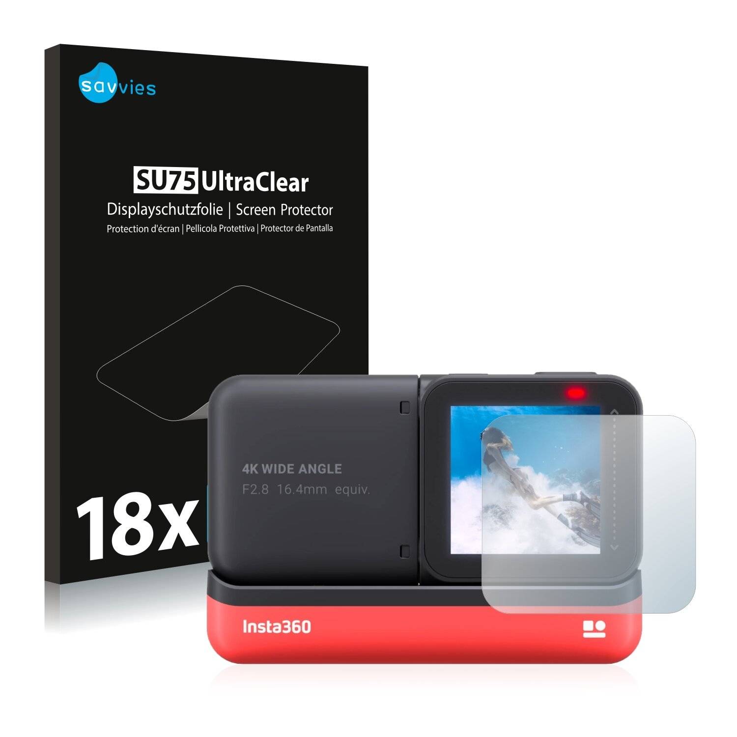 18x Savvies SU75 Displayschutzfolie für Insta360 One R Twin