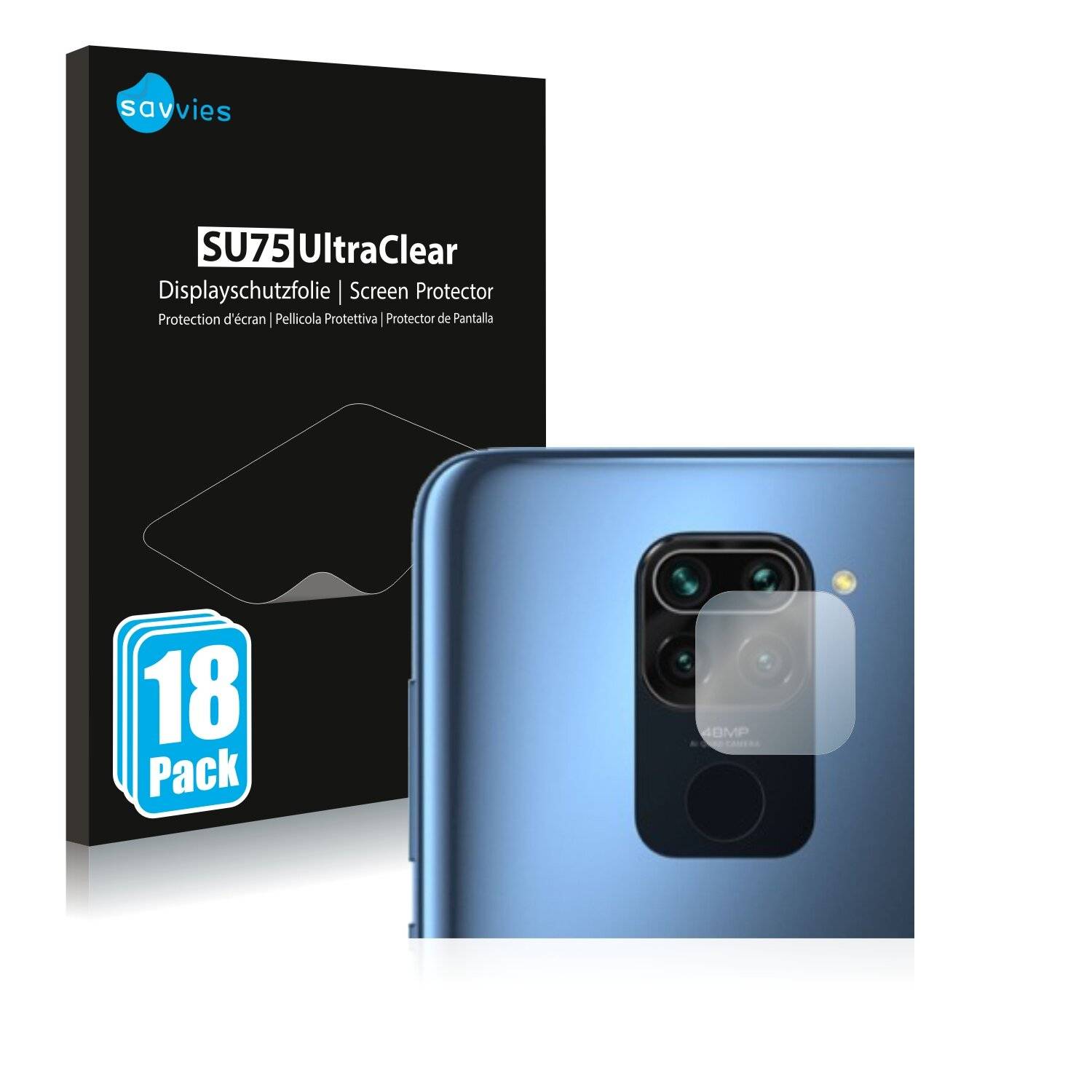 18x Savvies SU75 Displayschutzfolie für Xiaomi Redmi Note 9 (NUR