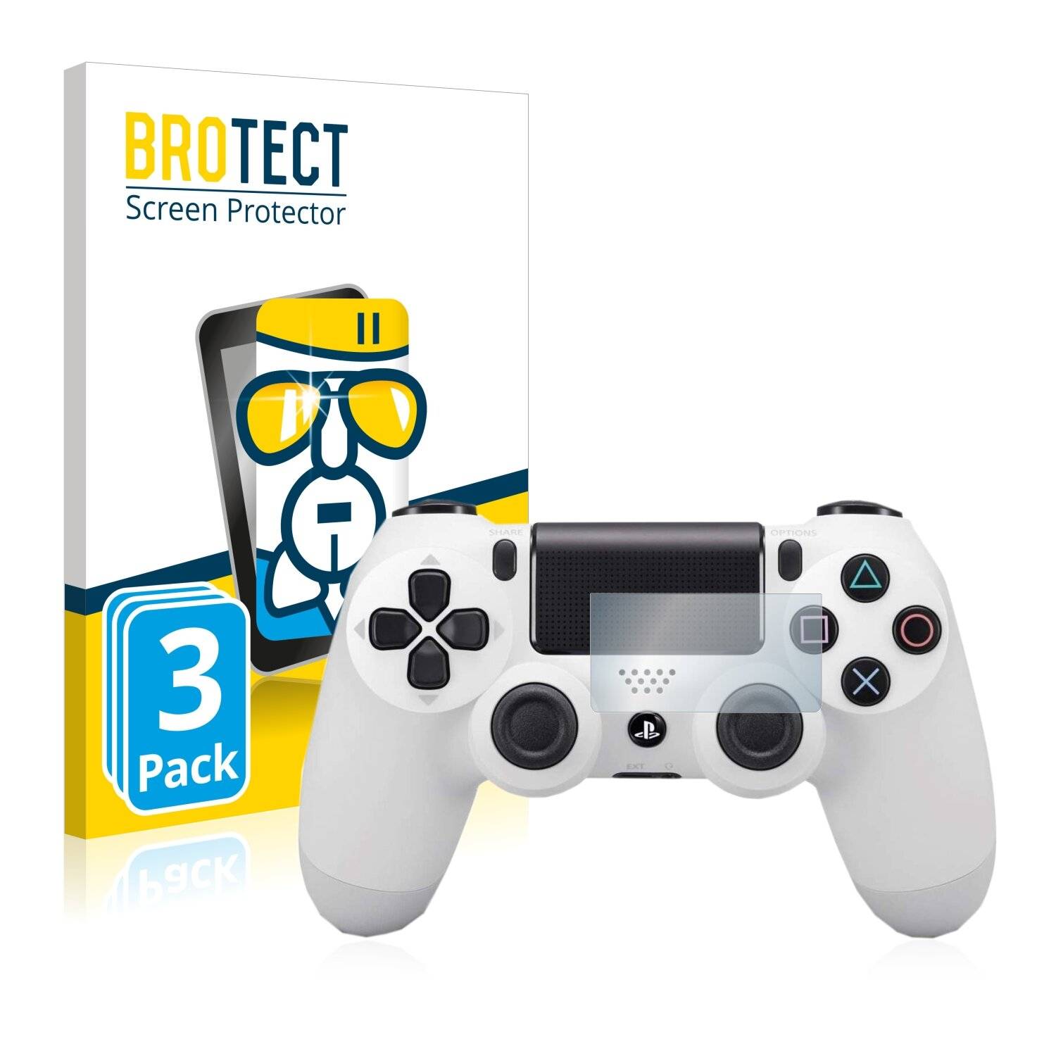 3x BROTECT AirGlass Schutzglas Folie für Sony Playstation 4 PS4 Dualshock Controller