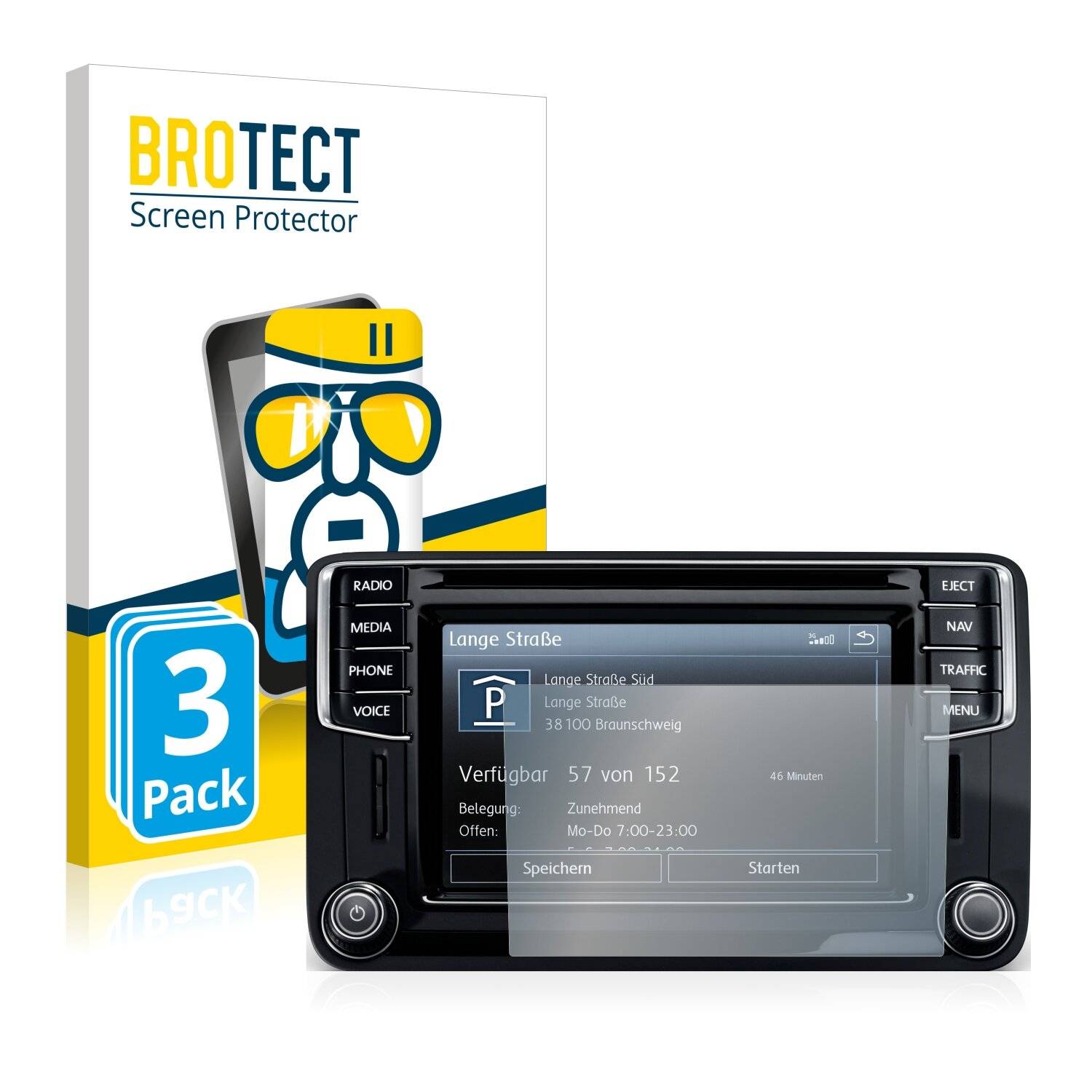 3x BROTECT AirGlass Schutzglas Folie für Volkswagen Beetle 2014 Discover Media 6.5