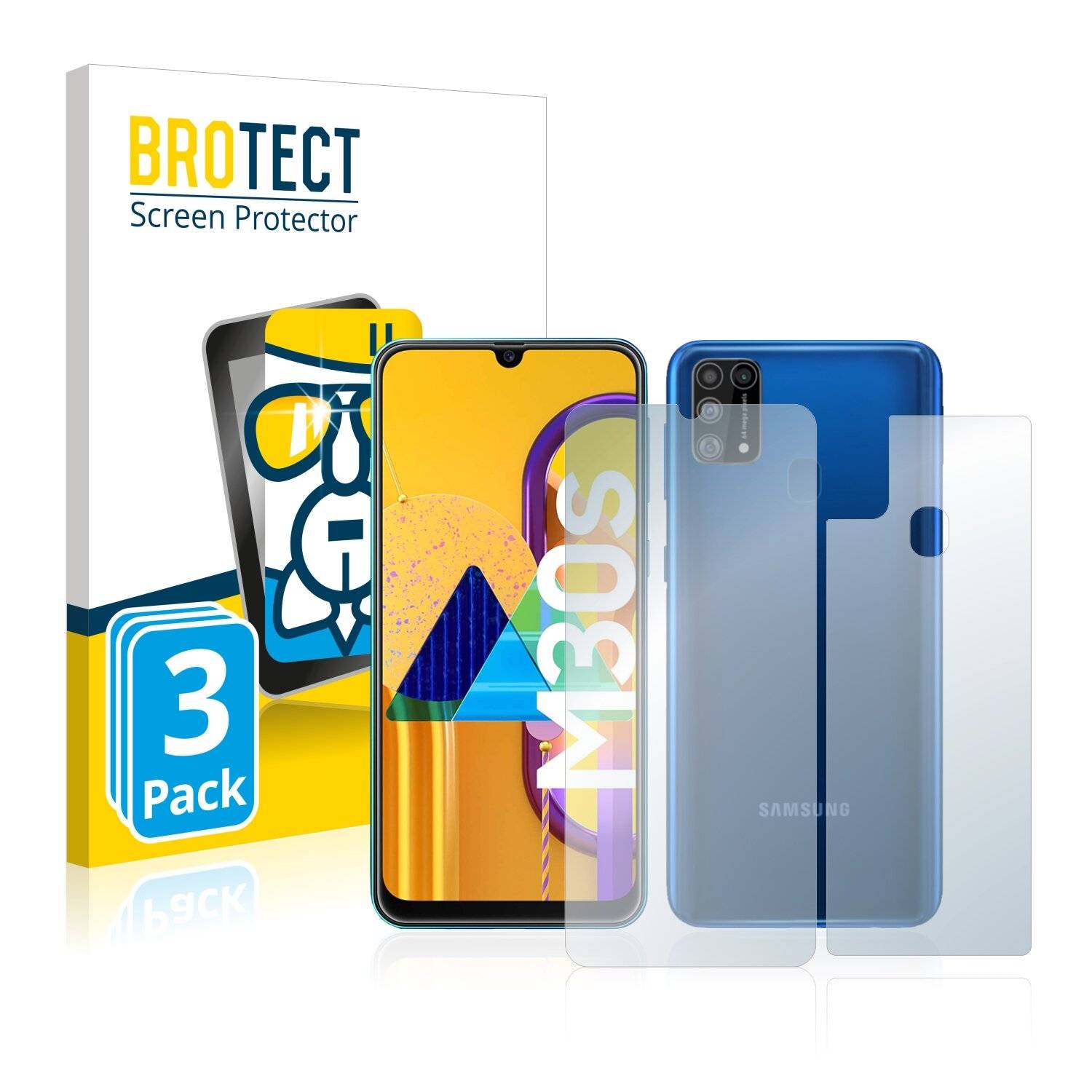 3x BROTECT AirGlass Schutzglas Folie für Samsung Galaxy M31 (Vorder +
