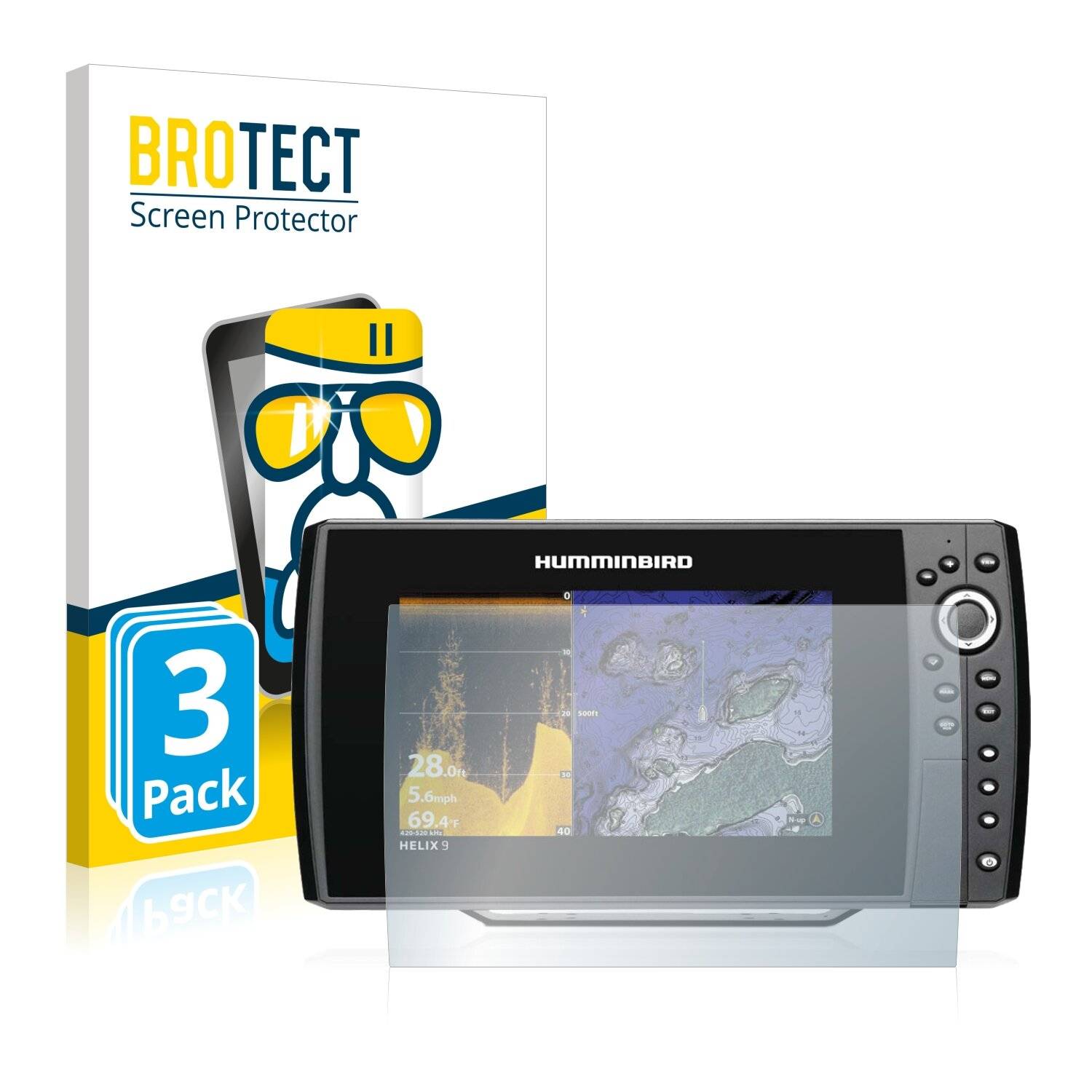 3x BROTECT AirGlass Schutzglas Folie für Humminbird Helix 9X