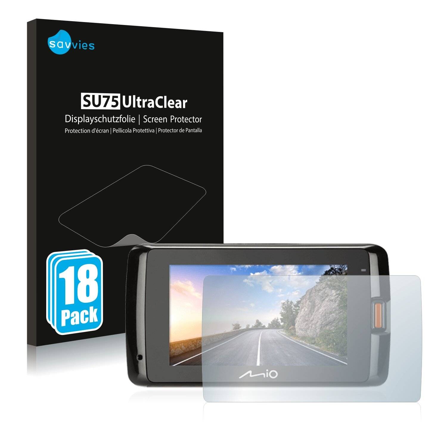 18x Savvies SU75 Displayschutzfolie für Mitac Mio MiVue 798