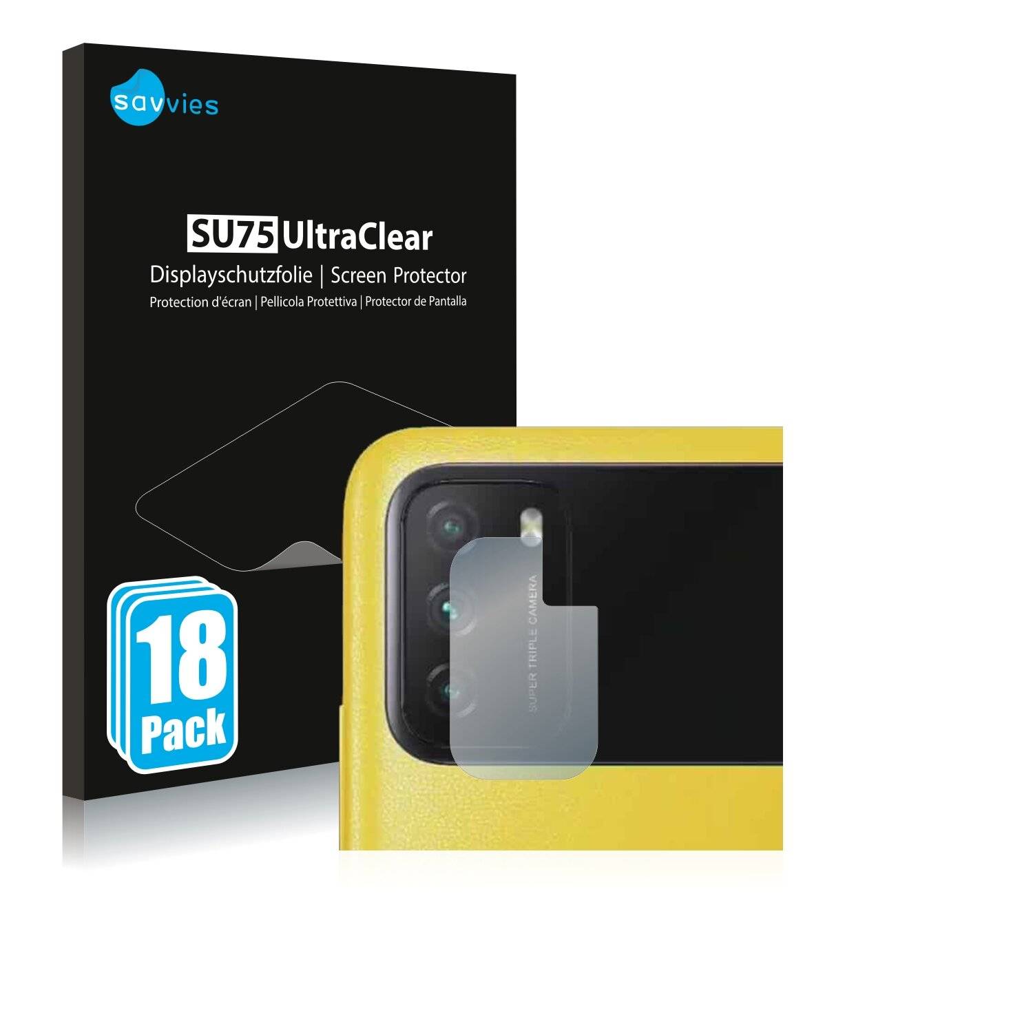 18x Savvies SU75 Displayschutzfolie für Xiaomi Poco M3 (NUR