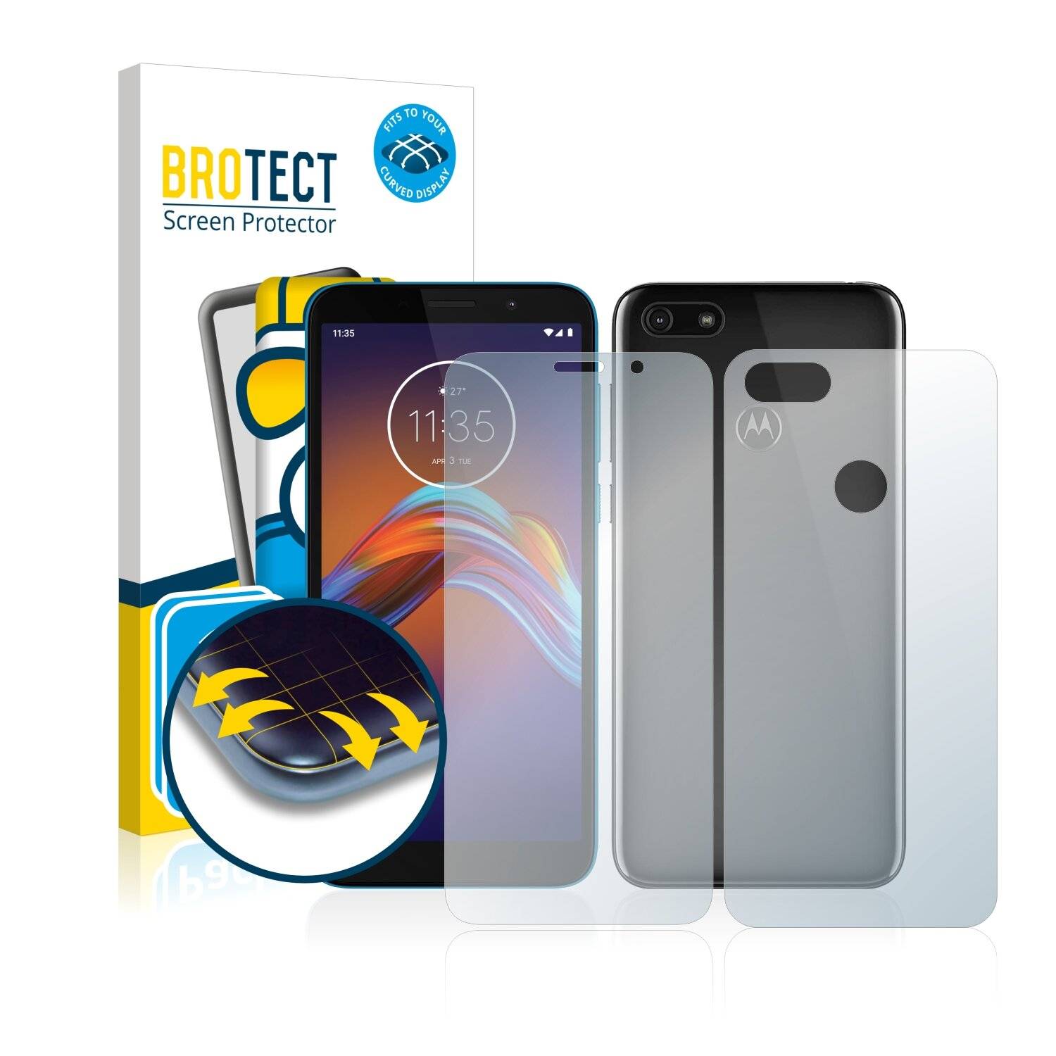 2x BROTECT Flex Full-Cover Displayschutzfolie für Motorola Moto E6 Play (Vorder +