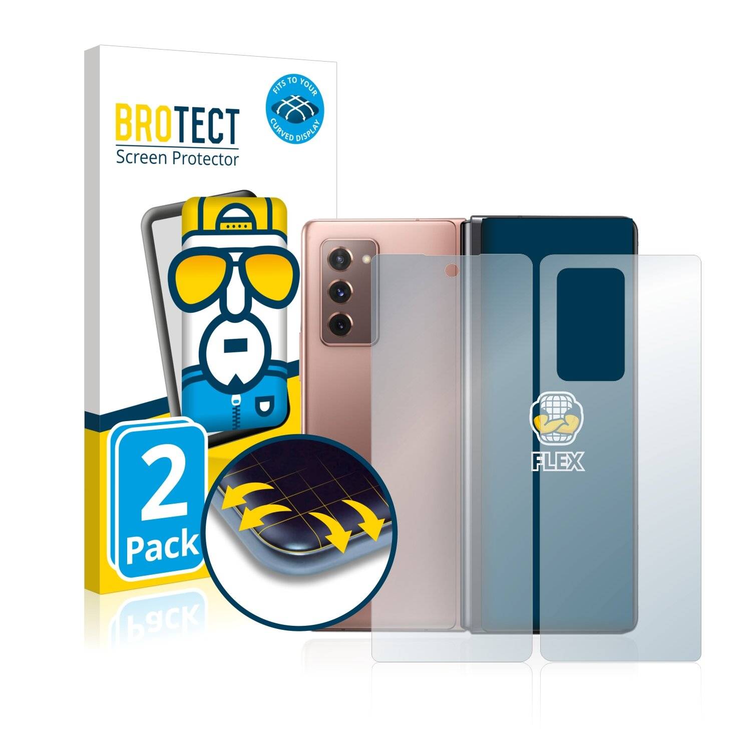 2x BROTECT Flex Full-Cover Displayschutzfolie für Samsung Galaxy Z Fold 2 5G (Vorder +