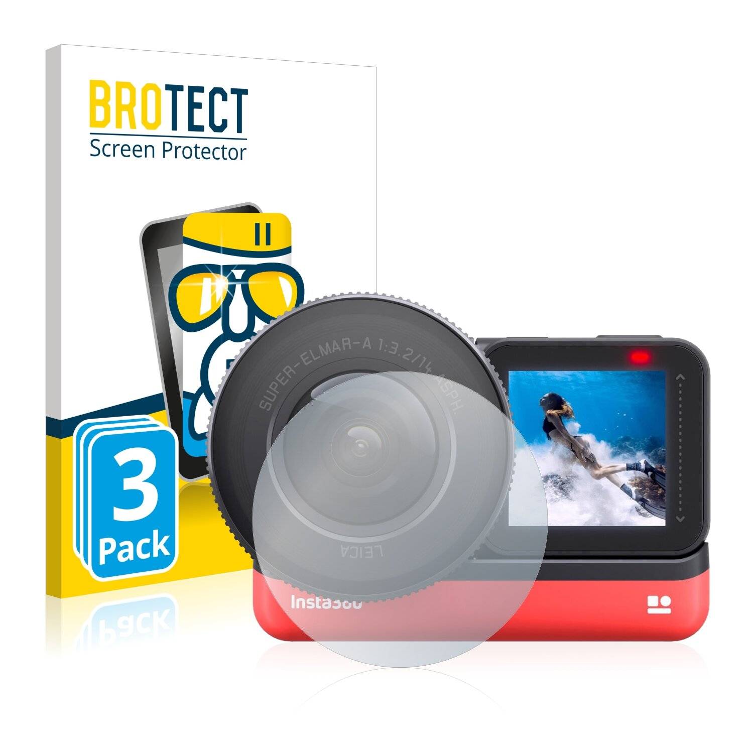 3x BROTECT AirGlass Schutzglas Folie für Insta360 One R 1-Inch Edition Dual-Lens 360 Mod