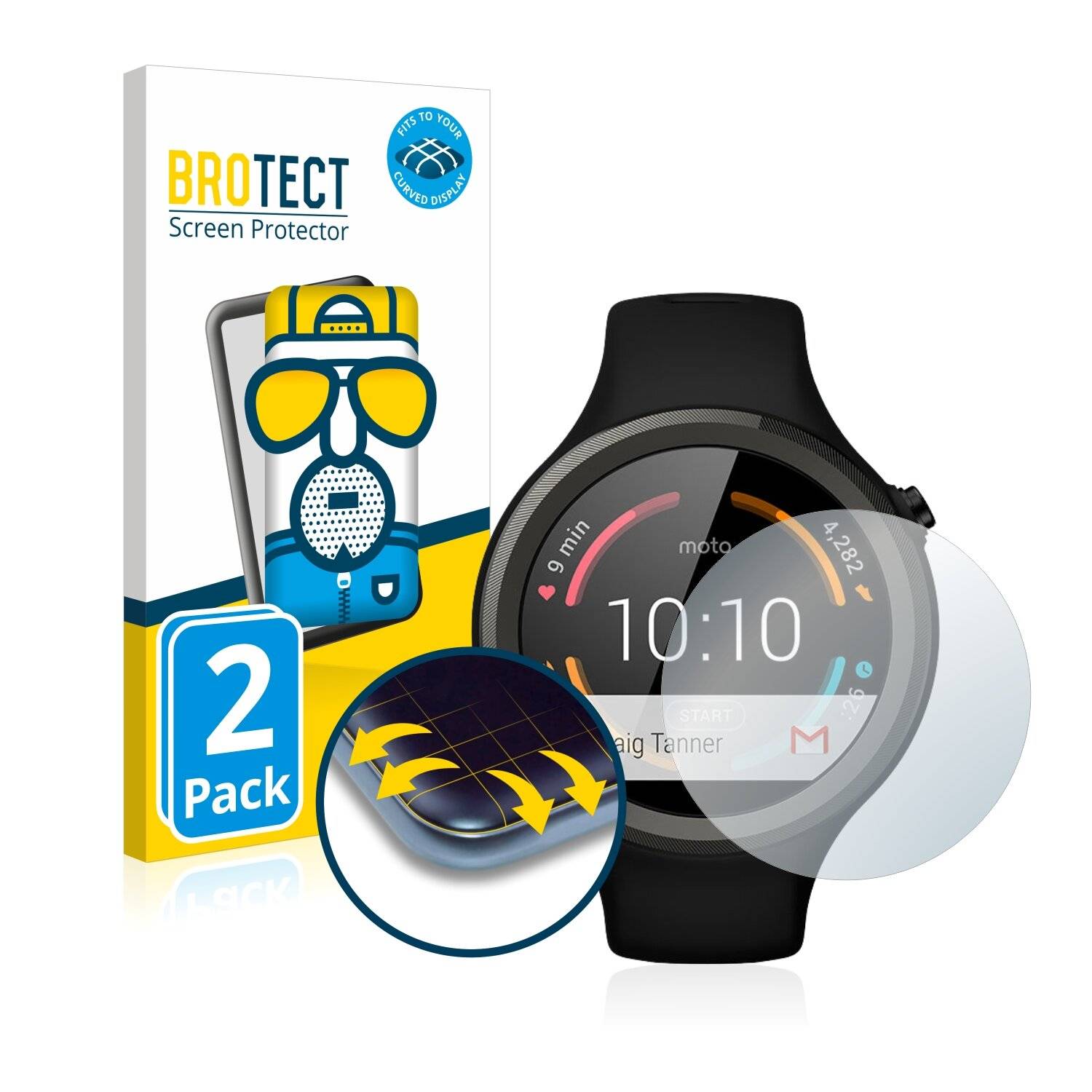 2x BROTECT Flex Matte Full-Cover Displayschutzfolie für Motorola Moto 360 Sport 45 mm (1.