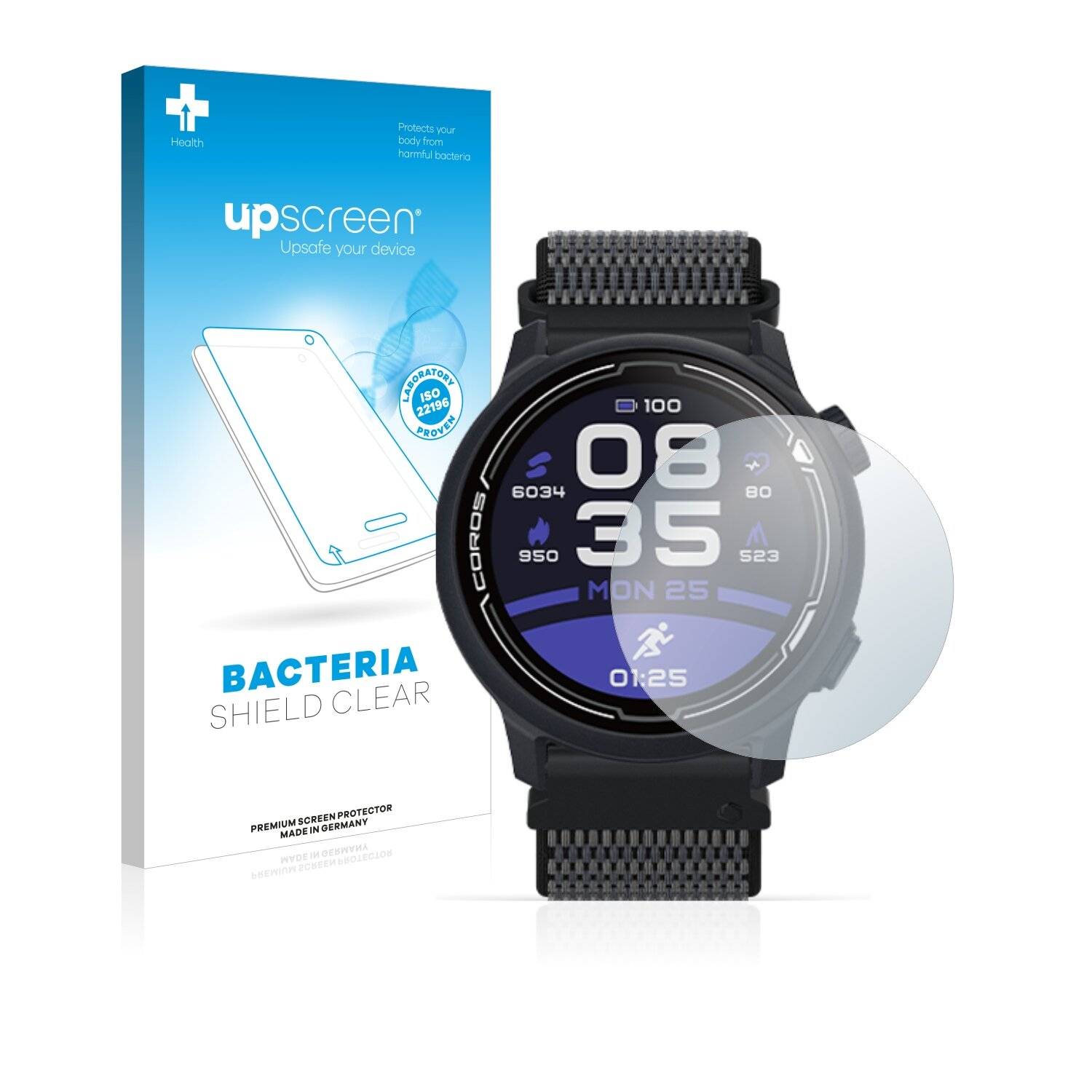 upscreen Bacteria Shield Clear Premium Antibakterielle Displayschutzfolie für Coros Pace