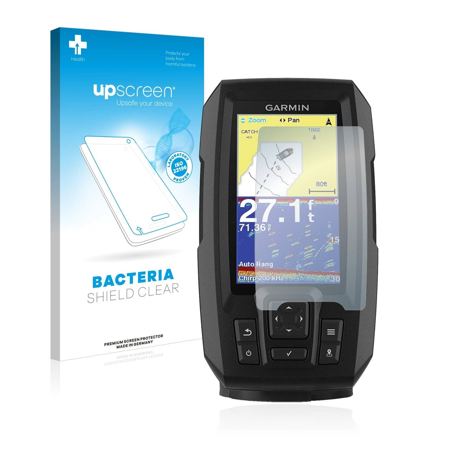 upscreen Bacteria Shield Clear Premium Antibakterielle Displayschutzfolie für Garmin Striker