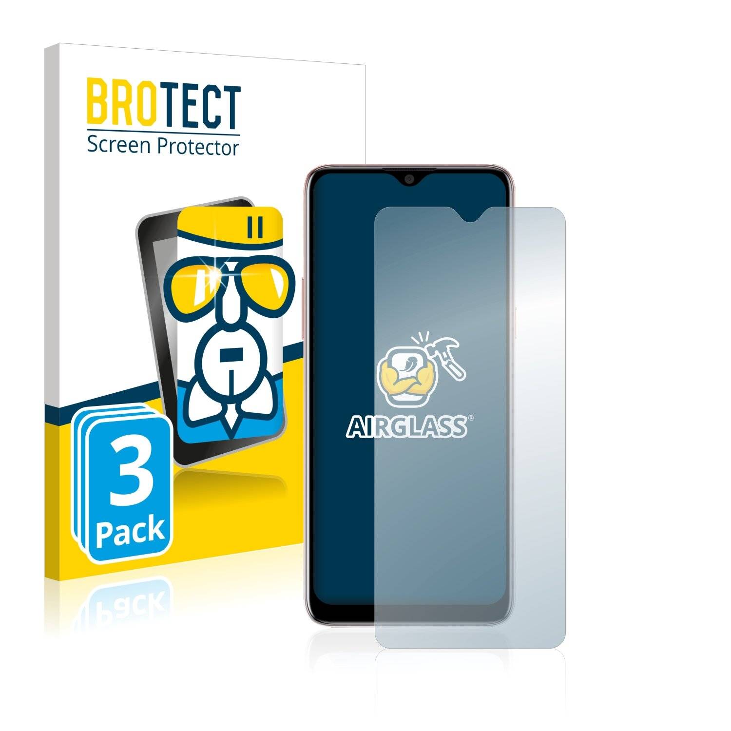 3x BROTECT AirGlass Schutzglas Folie für HTC Desire 20