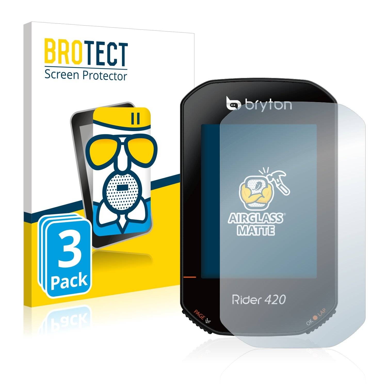 3x BROTECT AirGlass Matte Schutzglas Folie für Bryton Rider