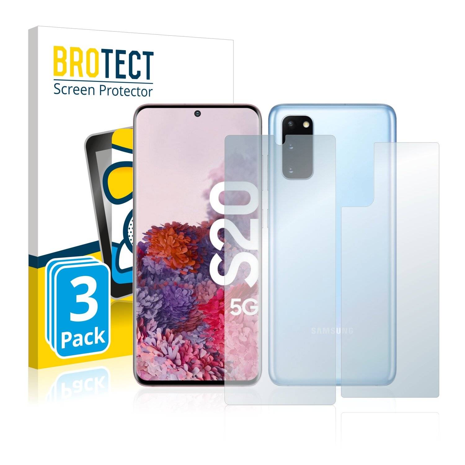3x BROTECT AirGlass Matte Schutzglas Folie für Samsung Galaxy S20 (Vorder +