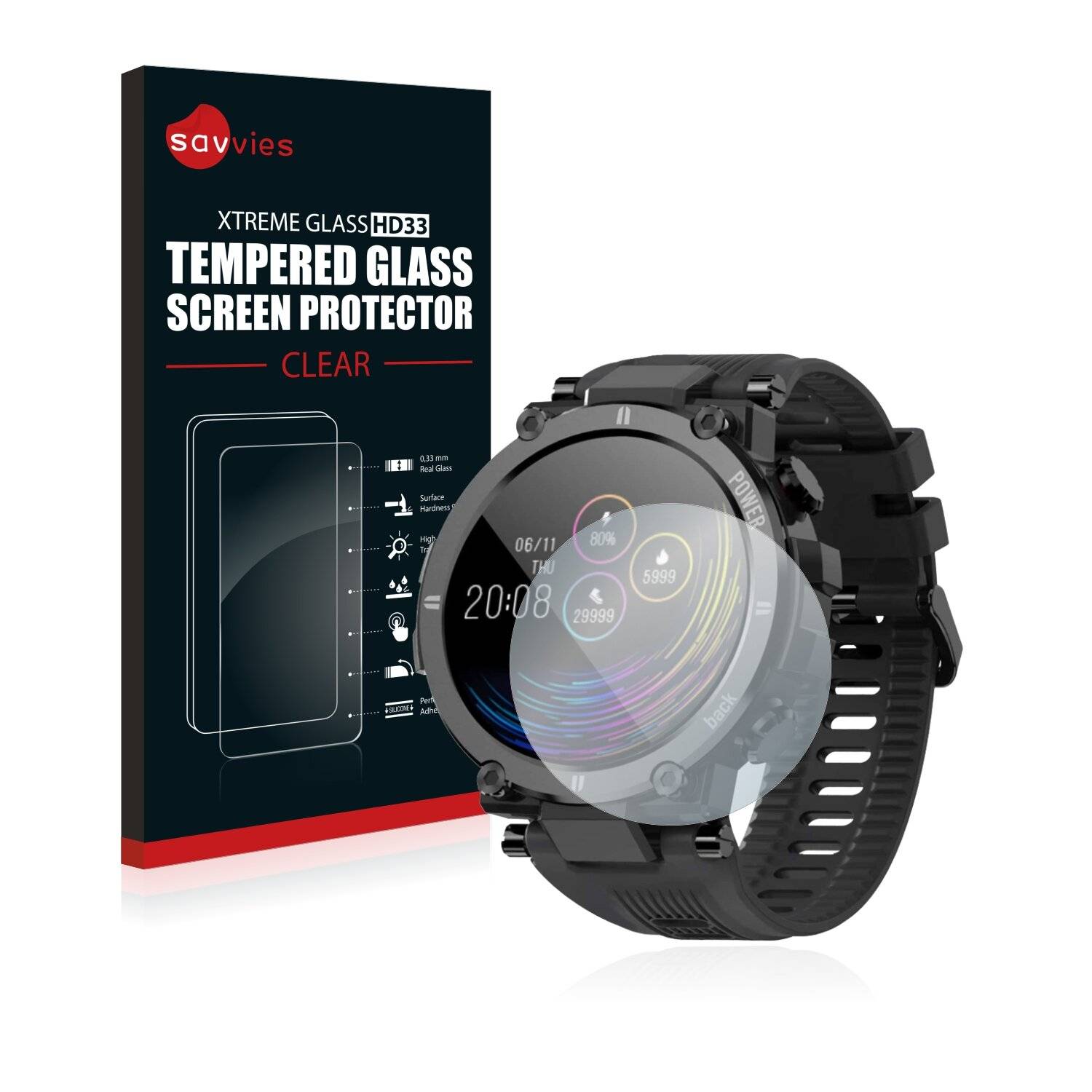 Savvies HD33 Clear Schutzglas für Smart-T