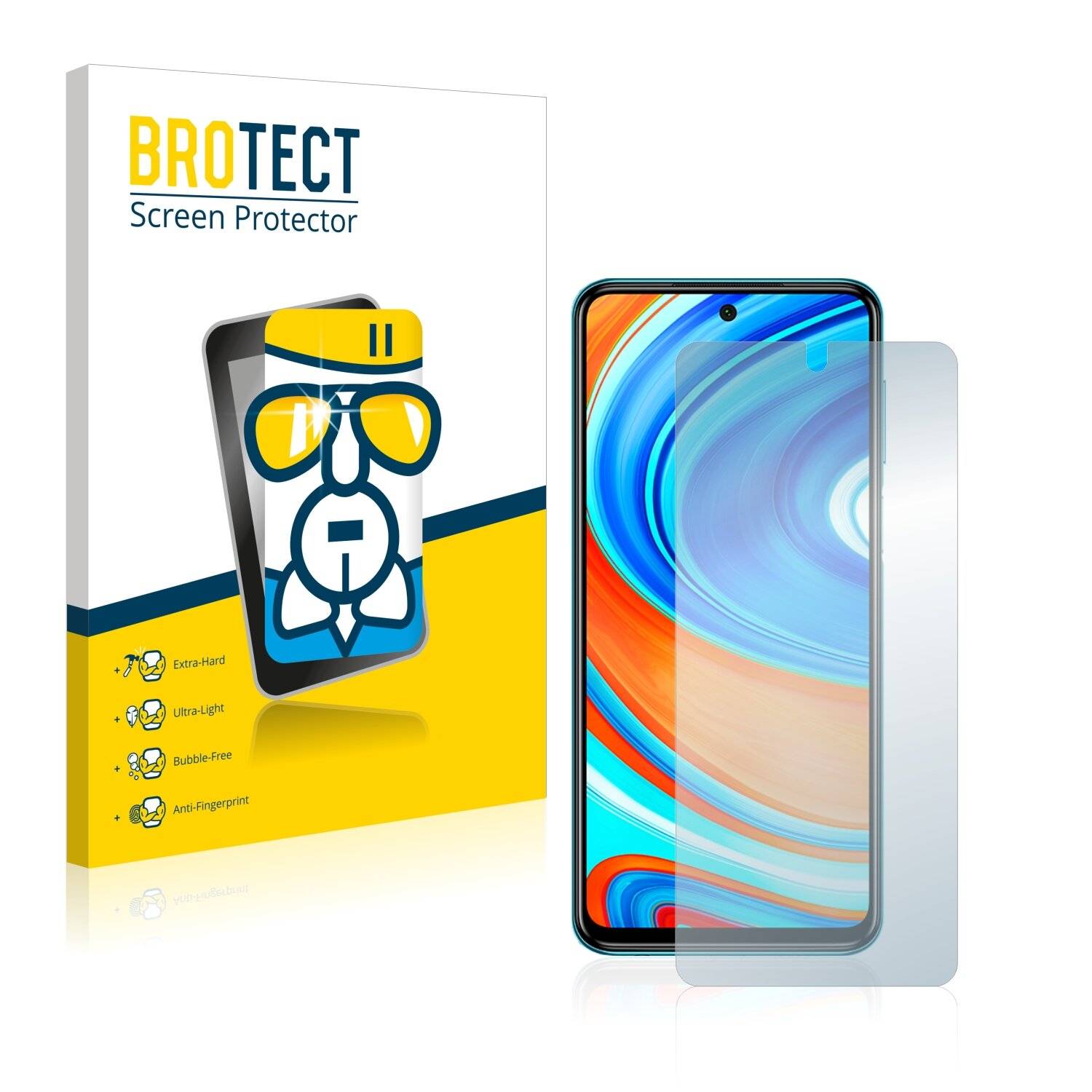 BROTECT AirGlass Schutzglas Folie für Xiaomi Redmi Note 9 Pro