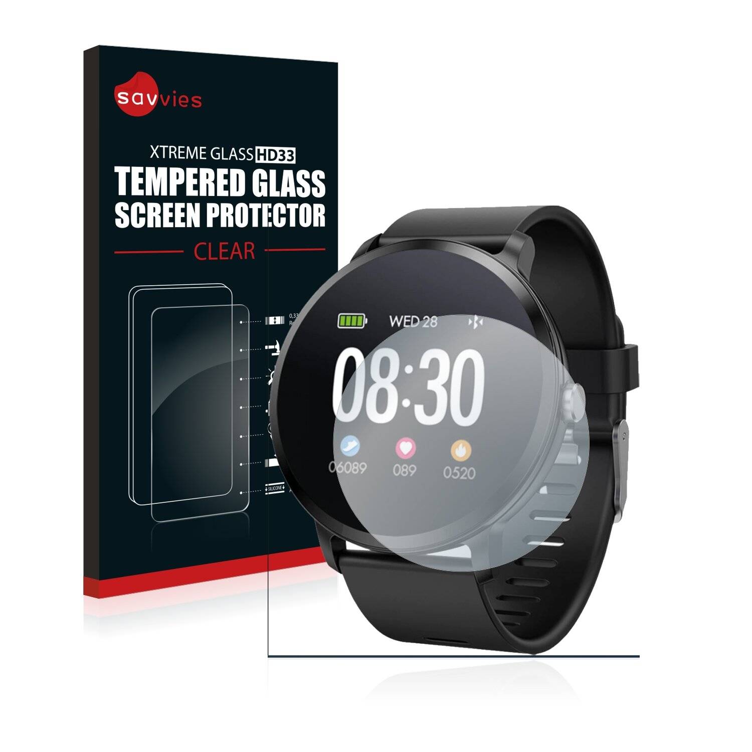 Savvies HD33 Clear Schutzglas für fontastic FontaFit 340CH